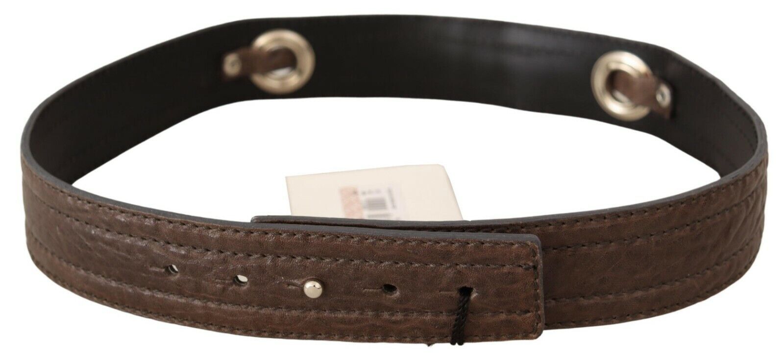 Costume National brown leather belt with silver buckle