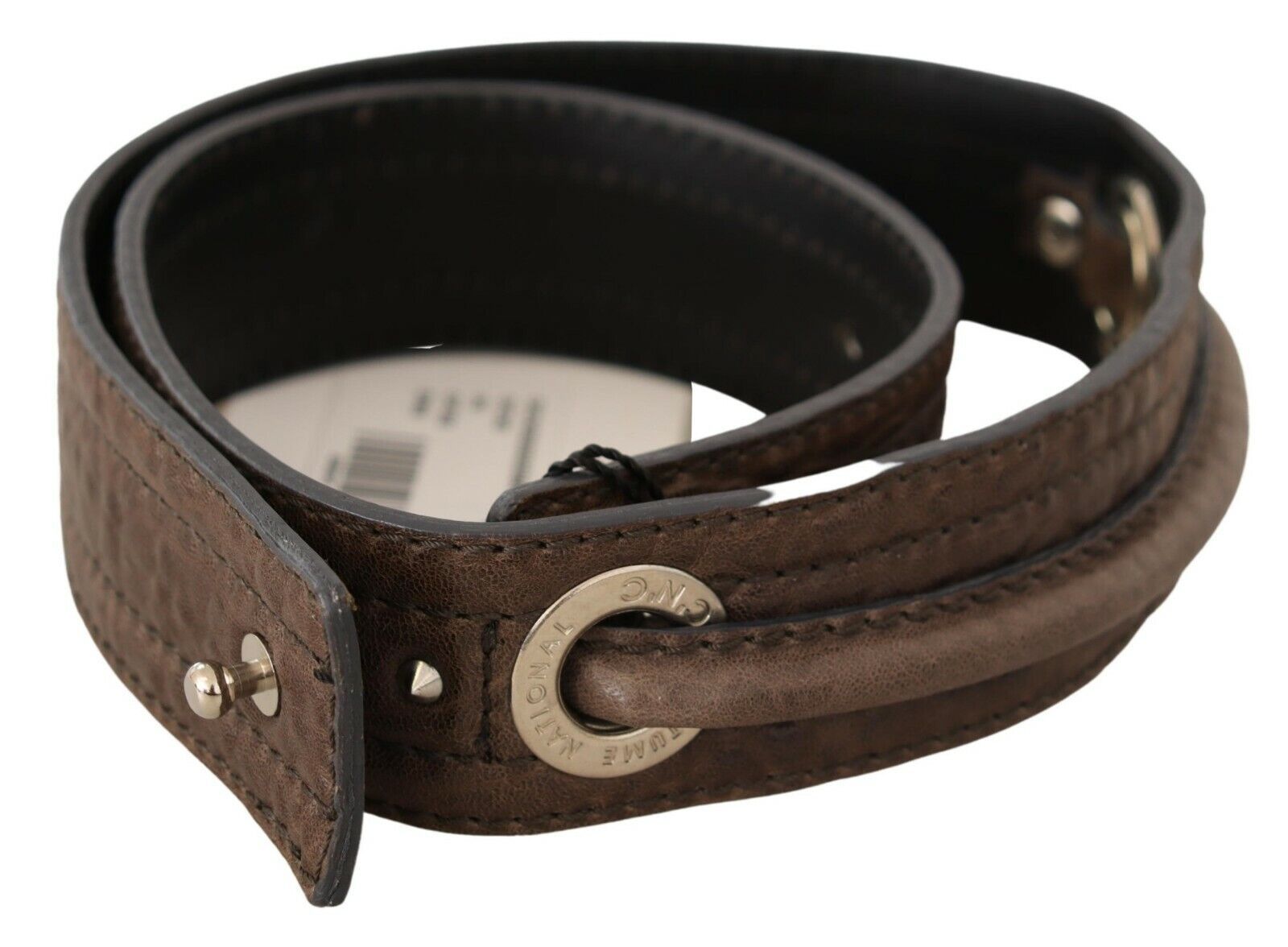 Costume National brown leather belt with silver buckle