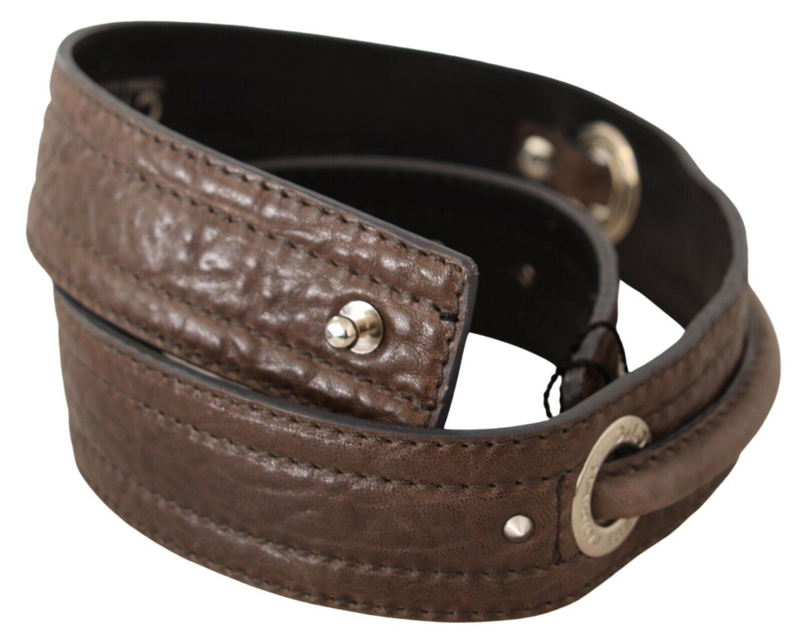 Costume National brown leather belt with silver buckle