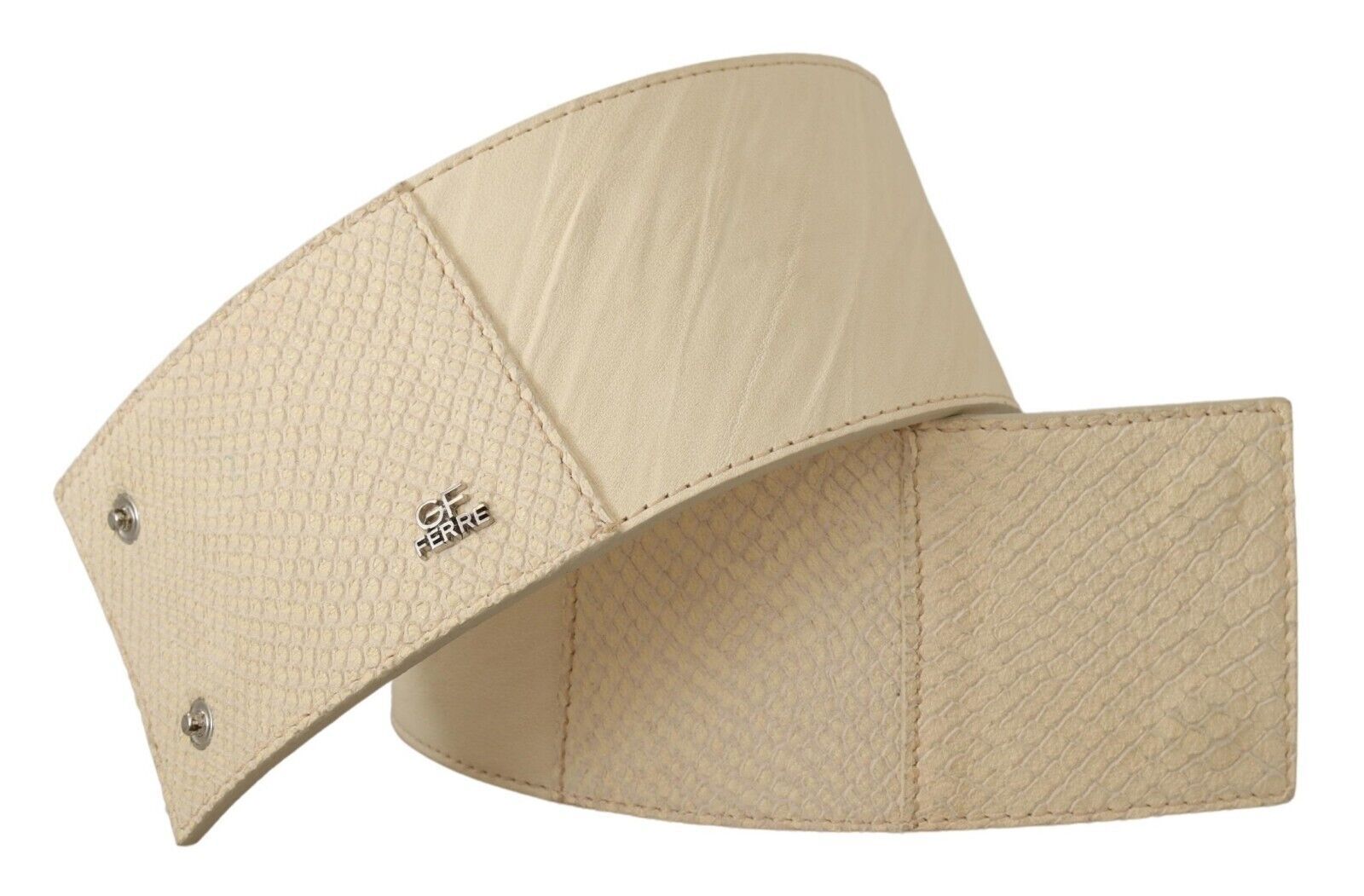 GF Ferre White wide fashion belt made of waxed cotton