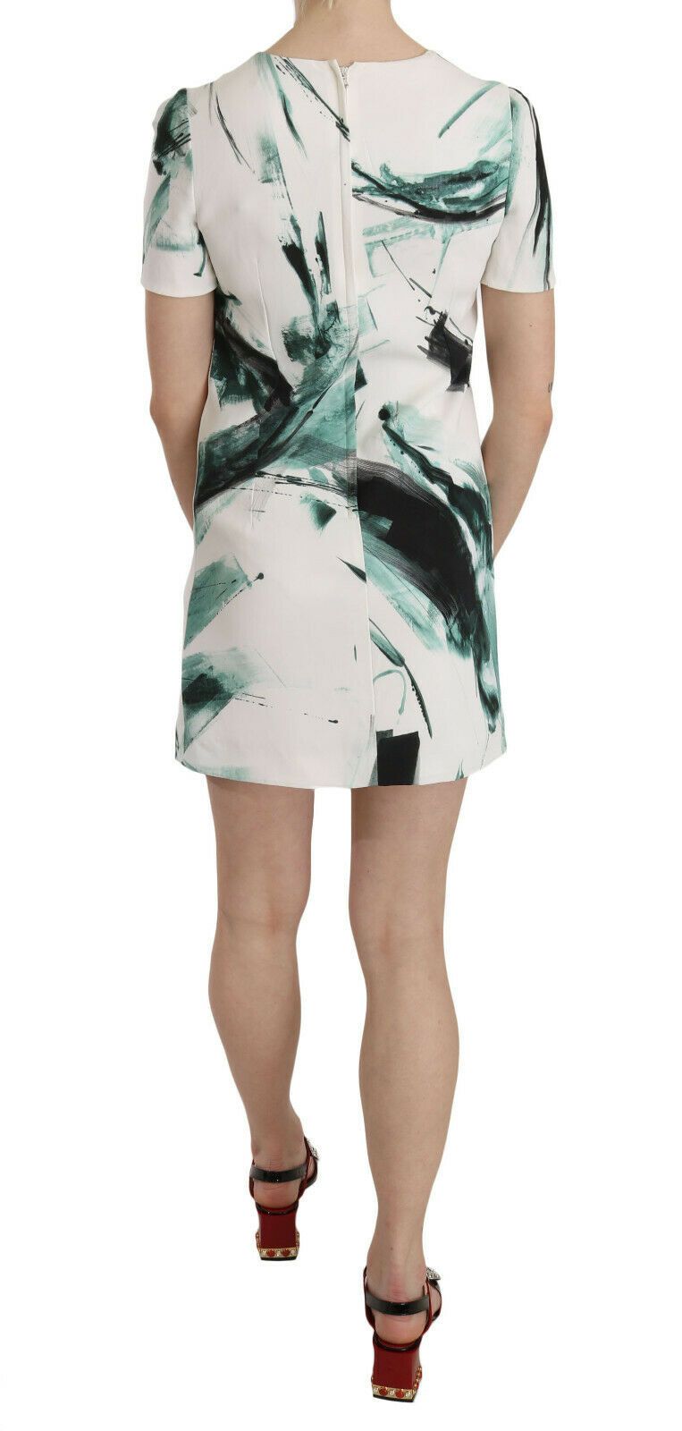 Dolce & Gabbana Weiß Schwarz Blau Shift Kurzes Minikleid