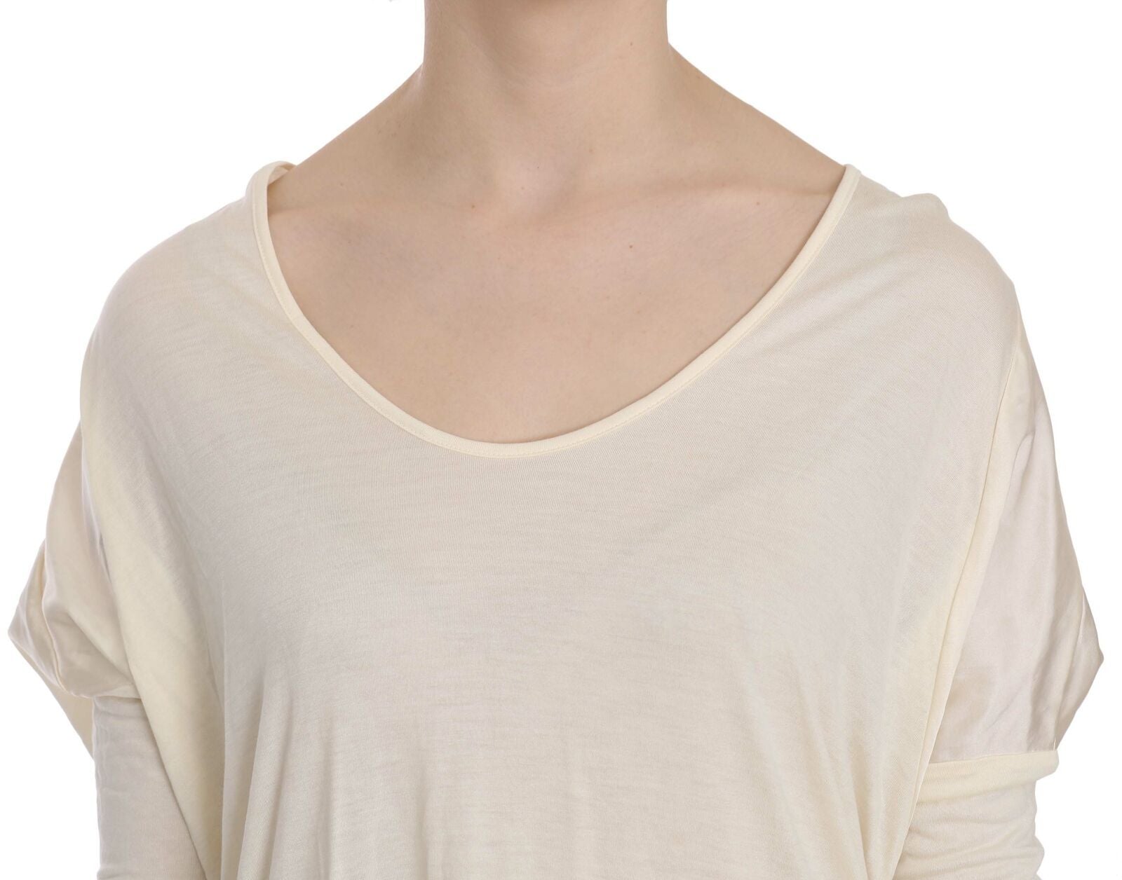 Costume National Cremefarbenes knielanges Kleid mit Rundhalsausschnitt