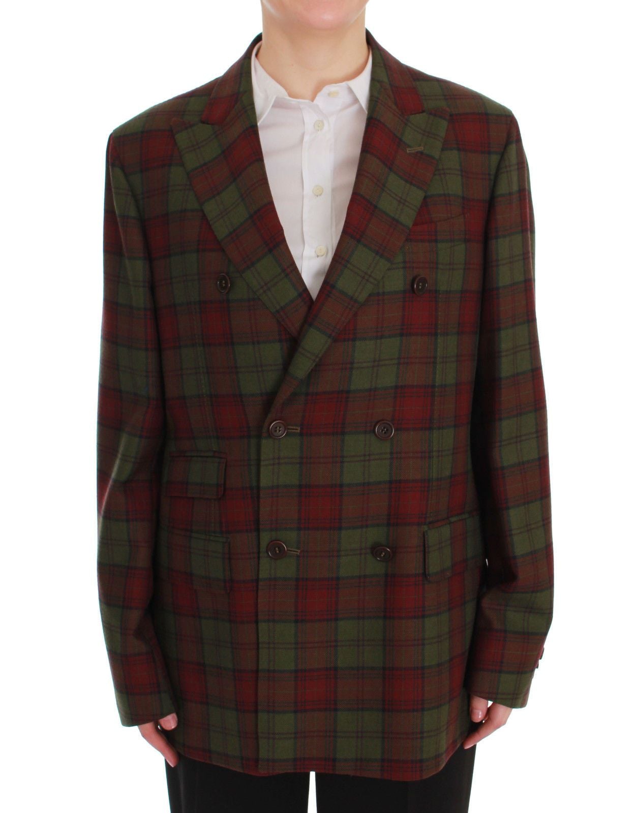 BENCIVENGA Green wool double-breasted jacket Bordeaux