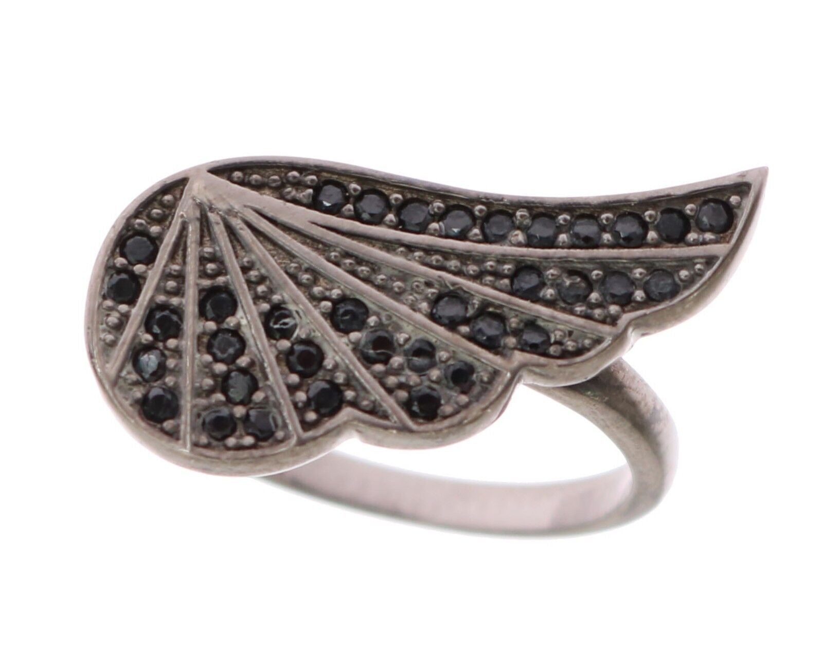Nialaya Silver Women's Black CZ Rhodium 925 Ring