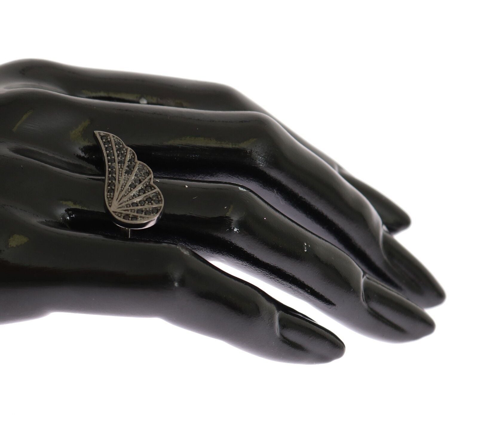 Nialaya Silver Women's Black CZ Rhodium 925 Ring