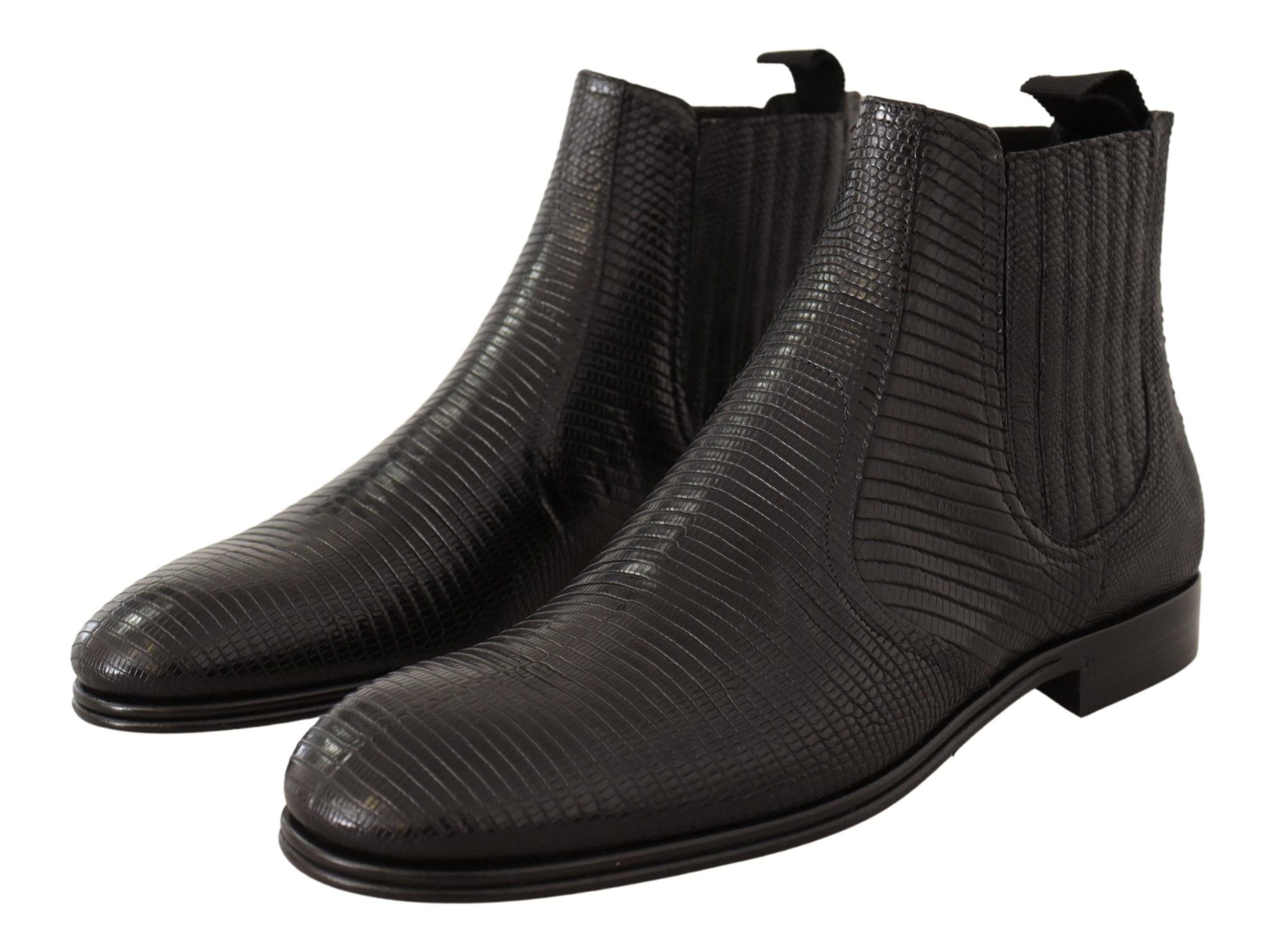 Dolce &amp; Gabbana black lizard leather ankle boots