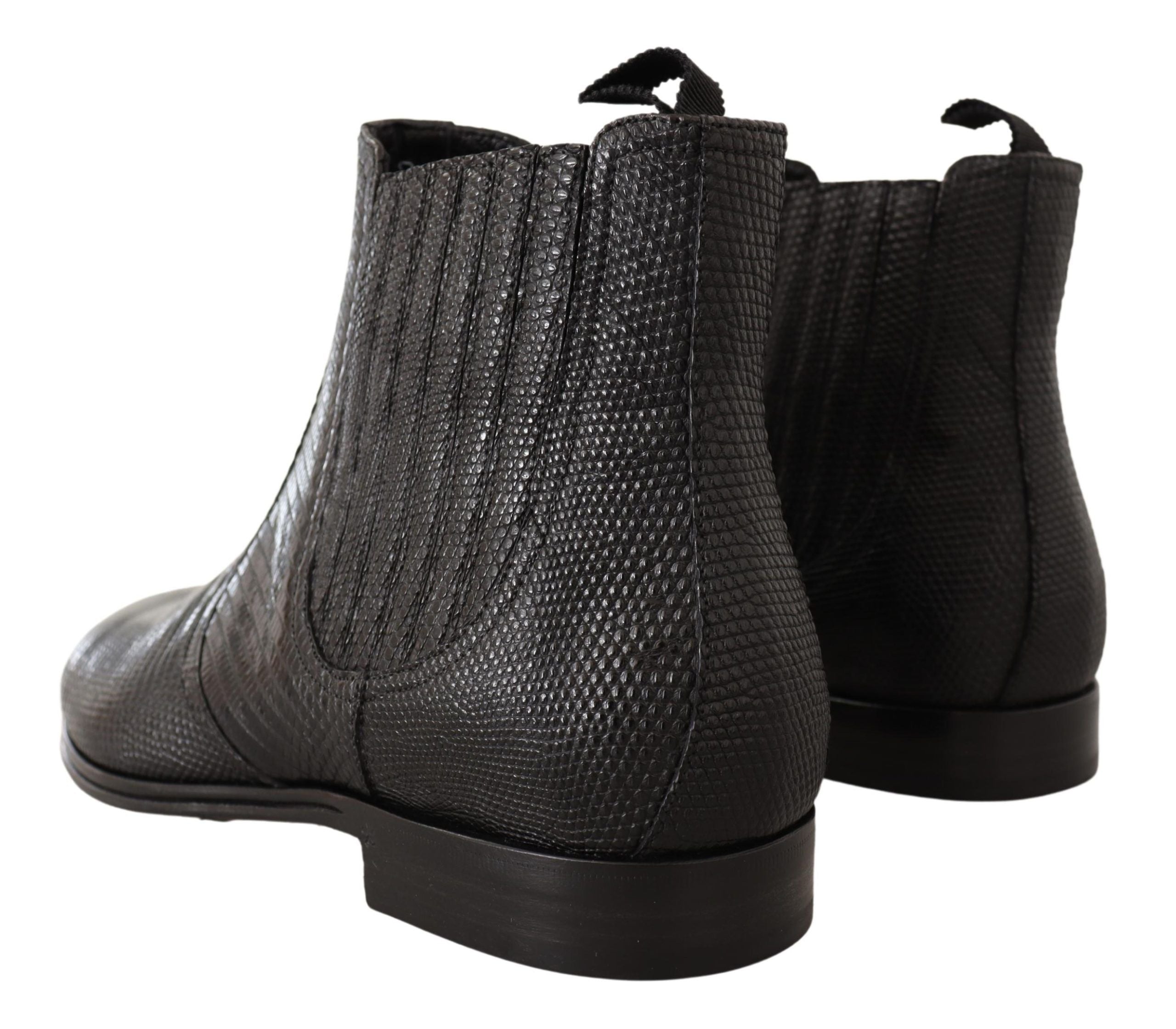 Dolce &amp; Gabbana black lizard leather ankle boots