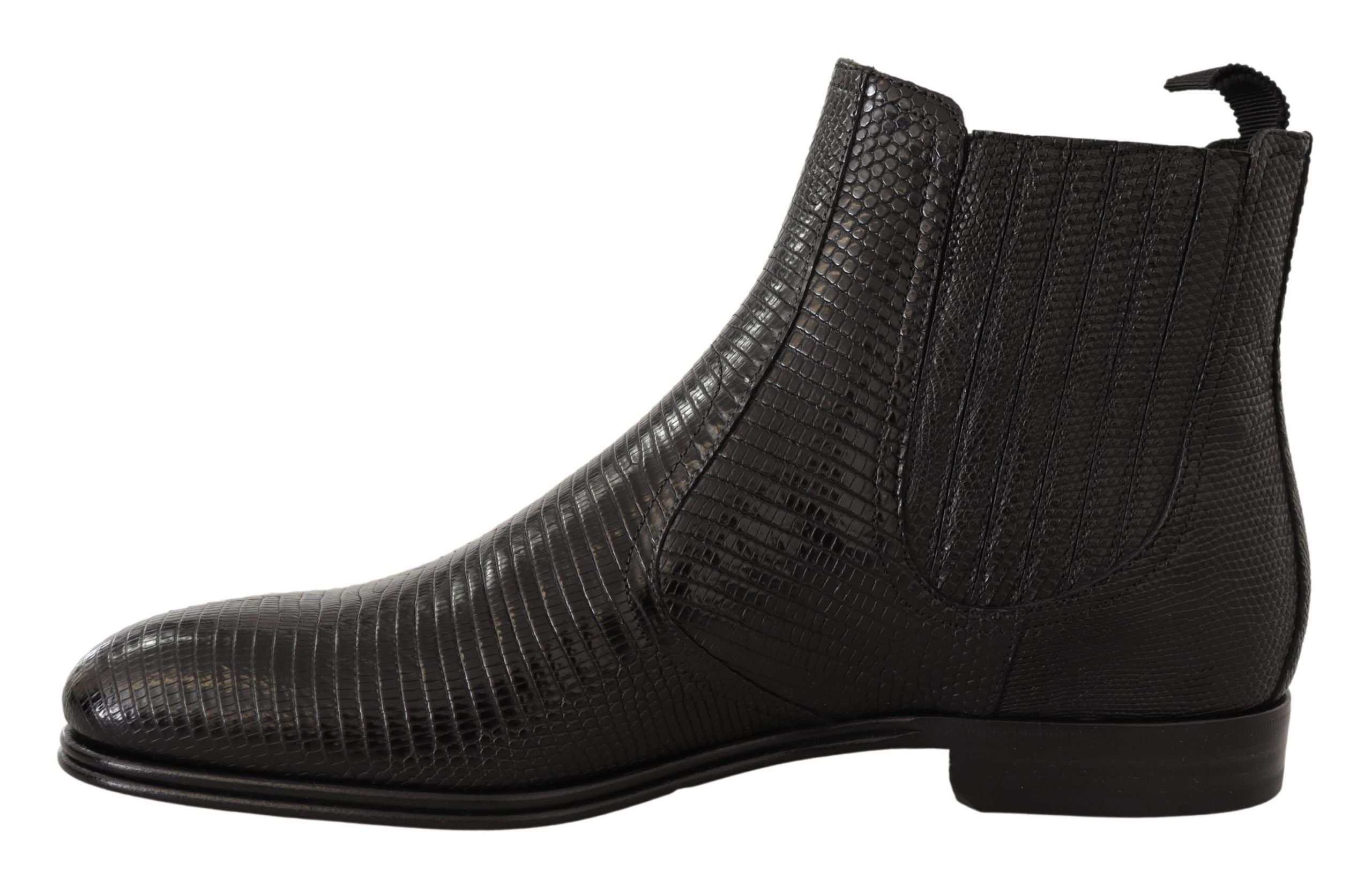 Dolce &amp; Gabbana black lizard leather ankle boots