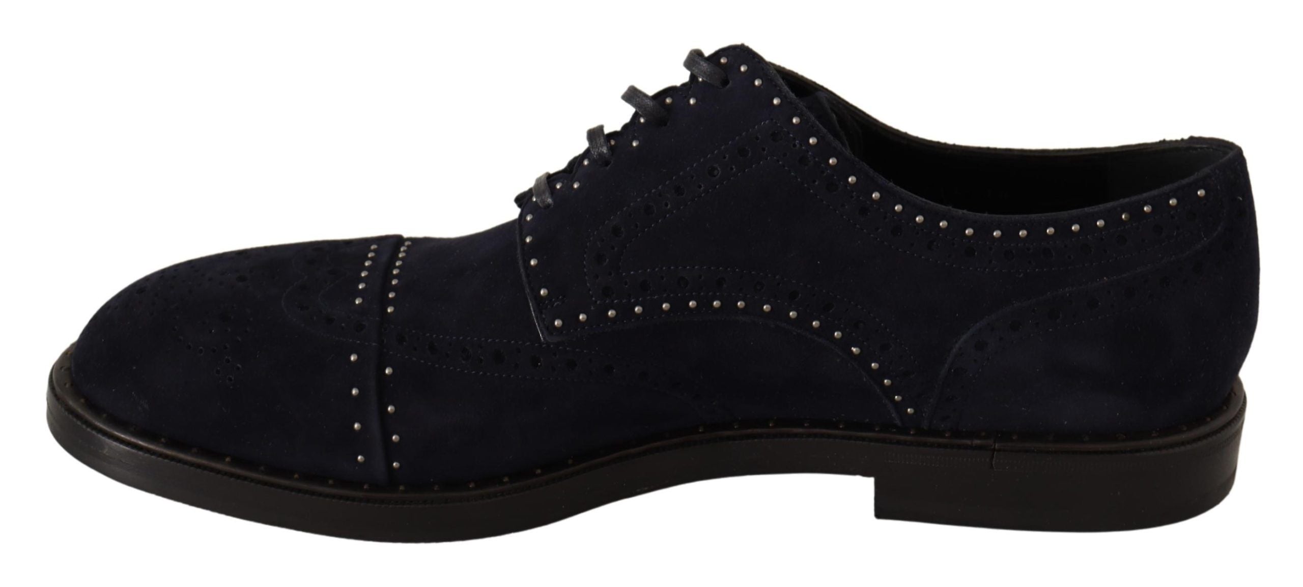 Dolce &amp; Gabbana blue suede derby shoes with studs