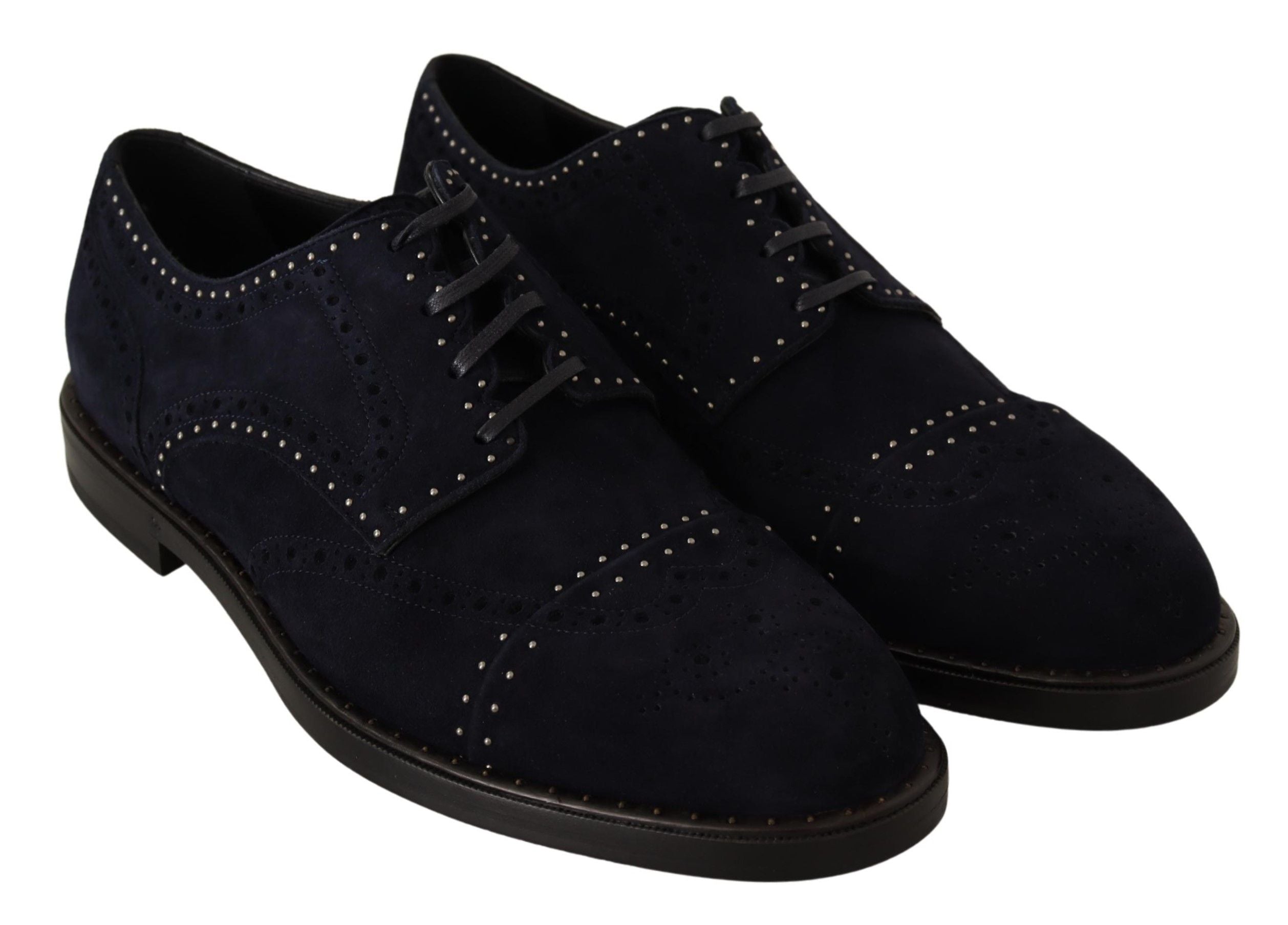 Dolce & Gabbana Blaue Derby-Schuhe aus Wildleder mit Nieten