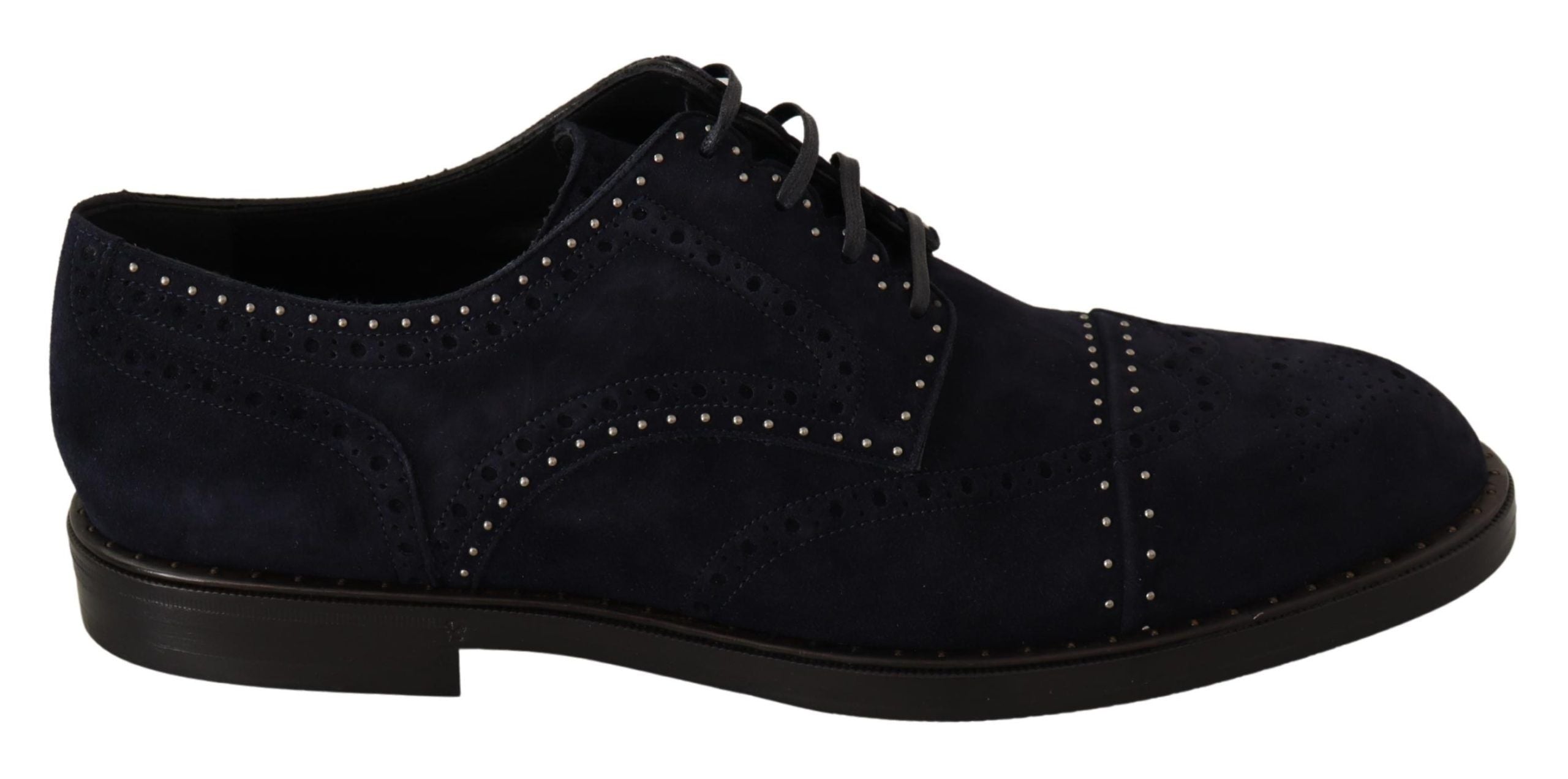 Dolce &amp; Gabbana blue suede derby shoes with studs