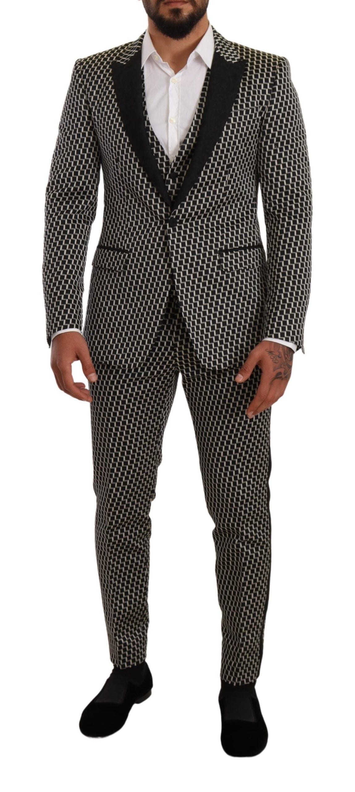 Dolce &amp; Gabbana Black and White Check 3-Piece MARTINI Suit