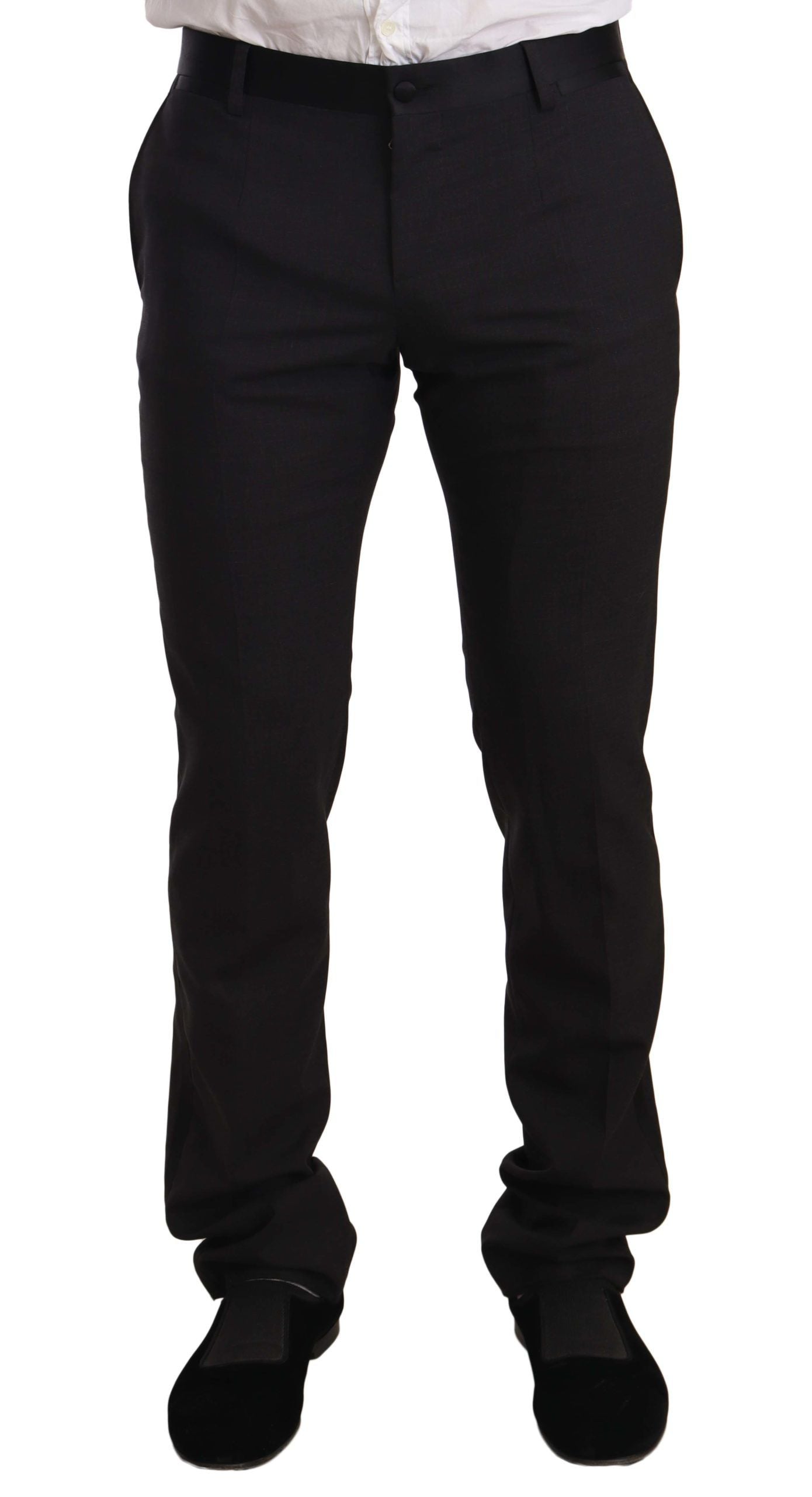 Dolce & Gabbana Blauer Samt-Baumwolle Slim Fit Smoking Anzug