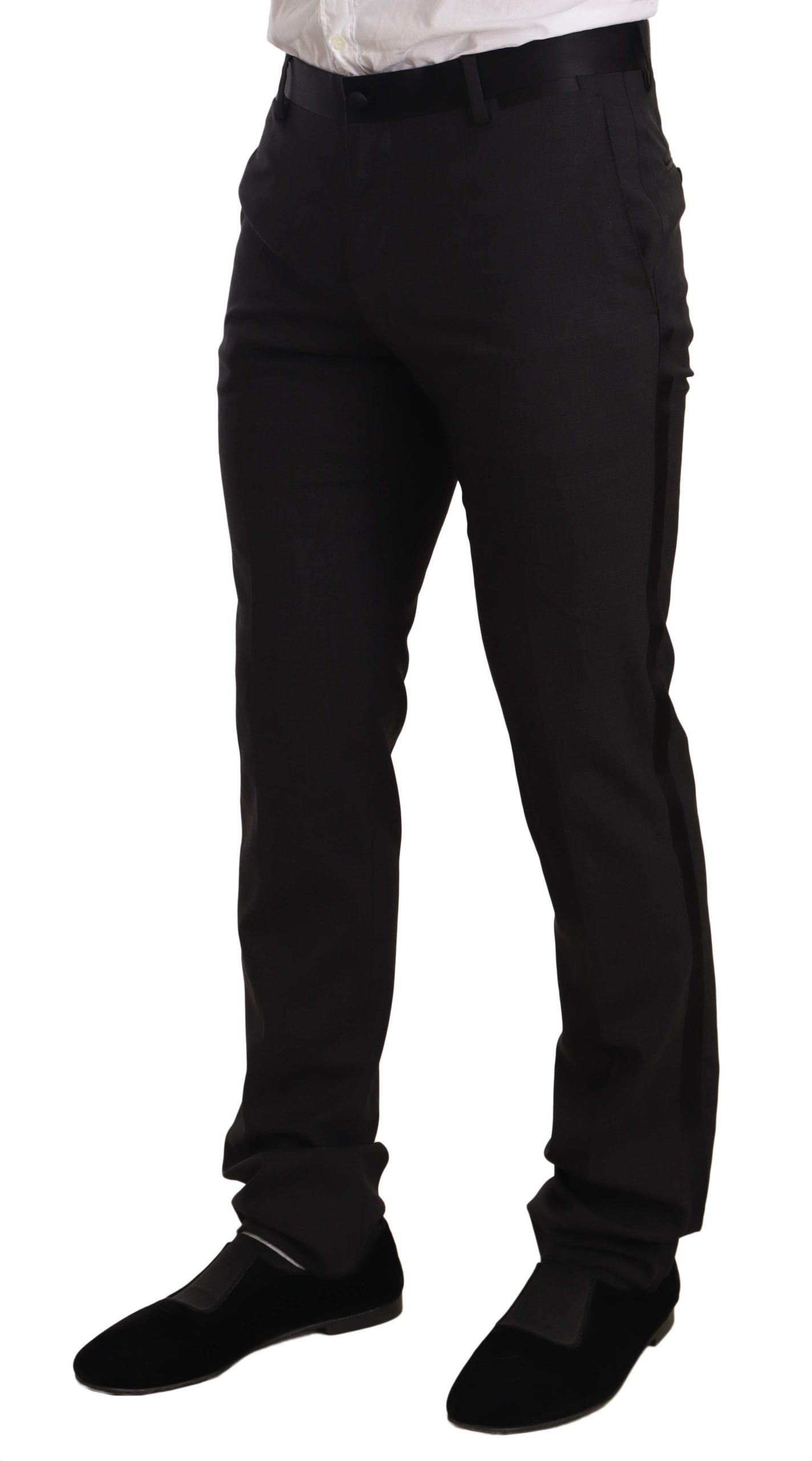 Dolce & Gabbana Blauer Samt-Baumwolle Slim Fit Smoking Anzug