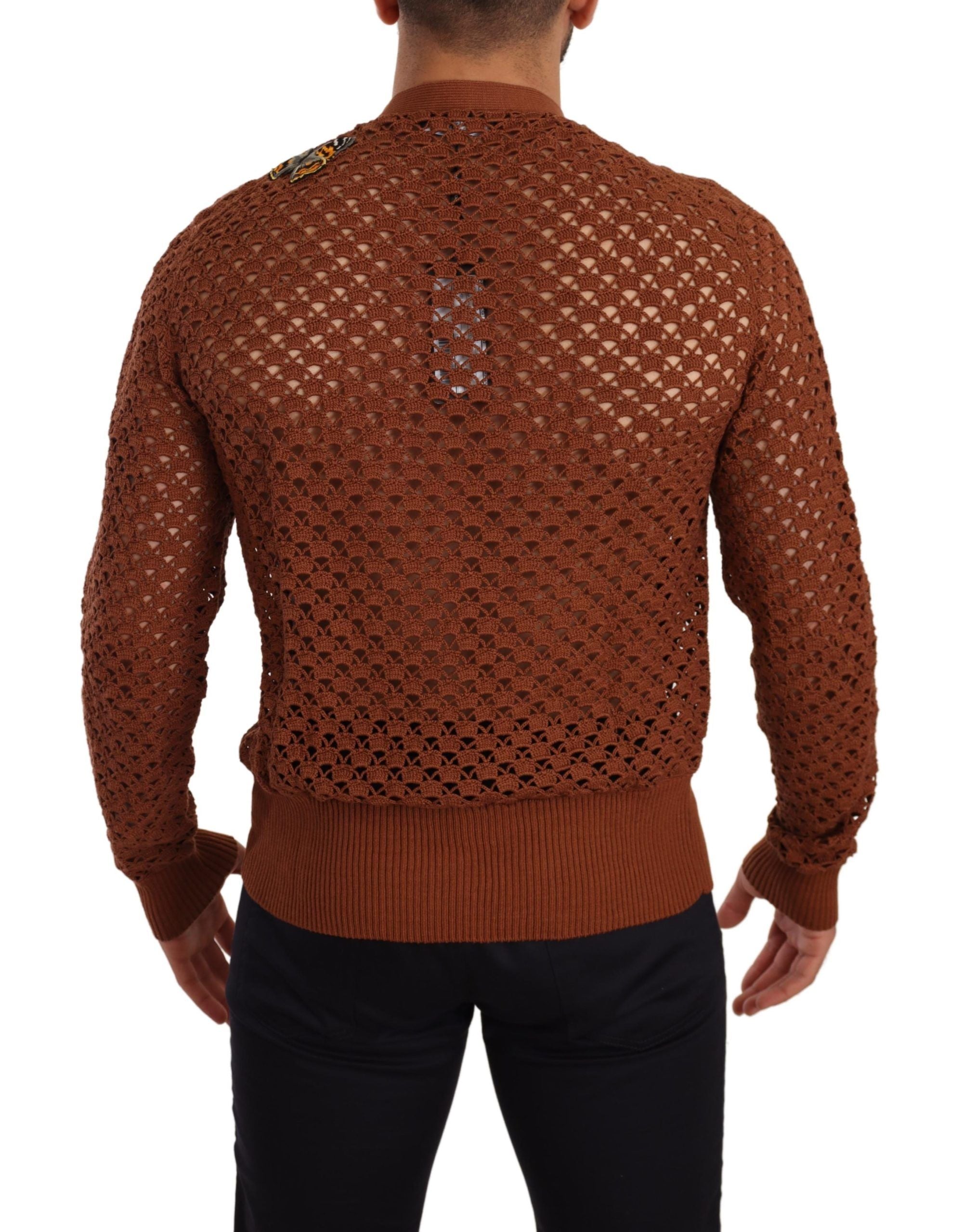 Dolce &amp; Gabbana brown leopard-butterfly knit sweater