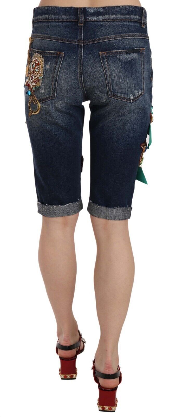Dolce &amp; Gabbana Elegant knee length embellished denim shorts