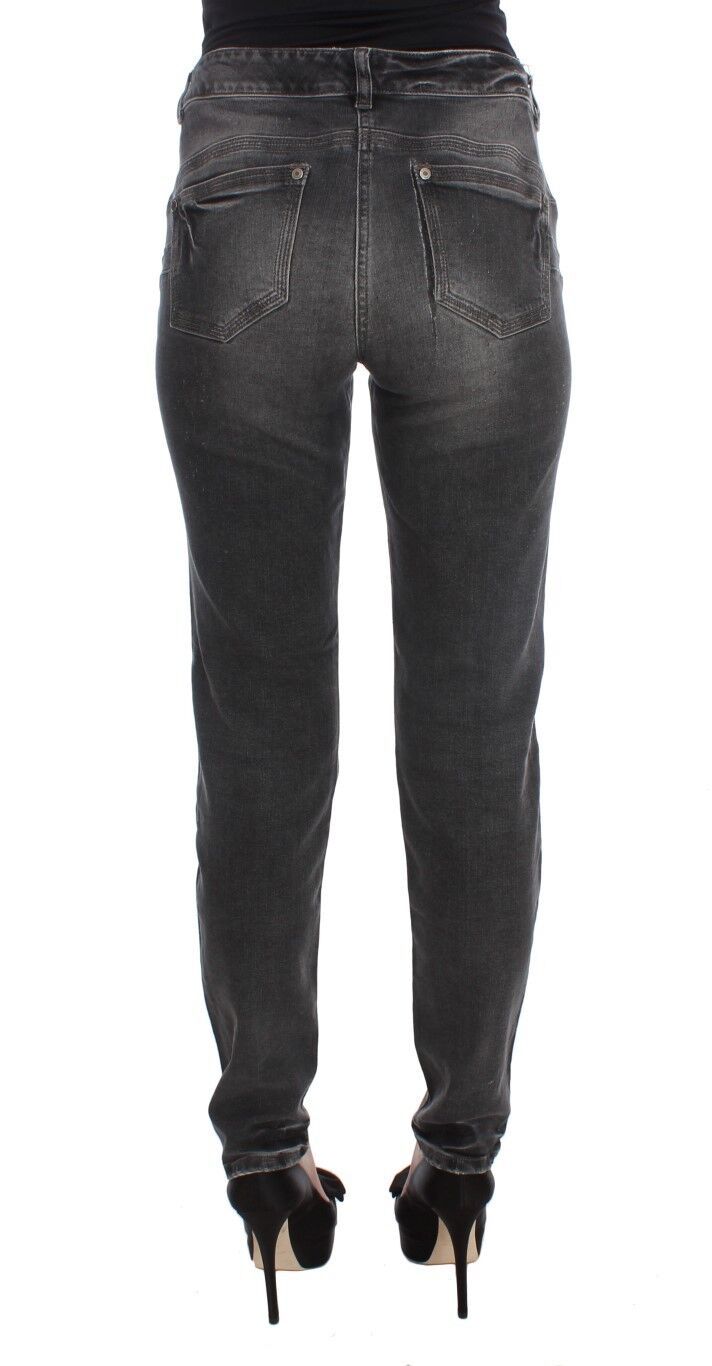 Ermanno Scervino grey wash cotton blend stretch denim trousers