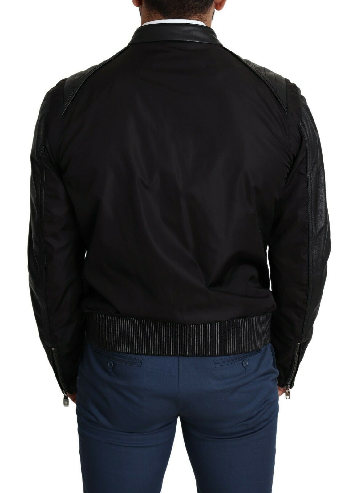 Dolce &amp; Gabbana Black Nylon Full Zip Men's Bomber Coat Jacket