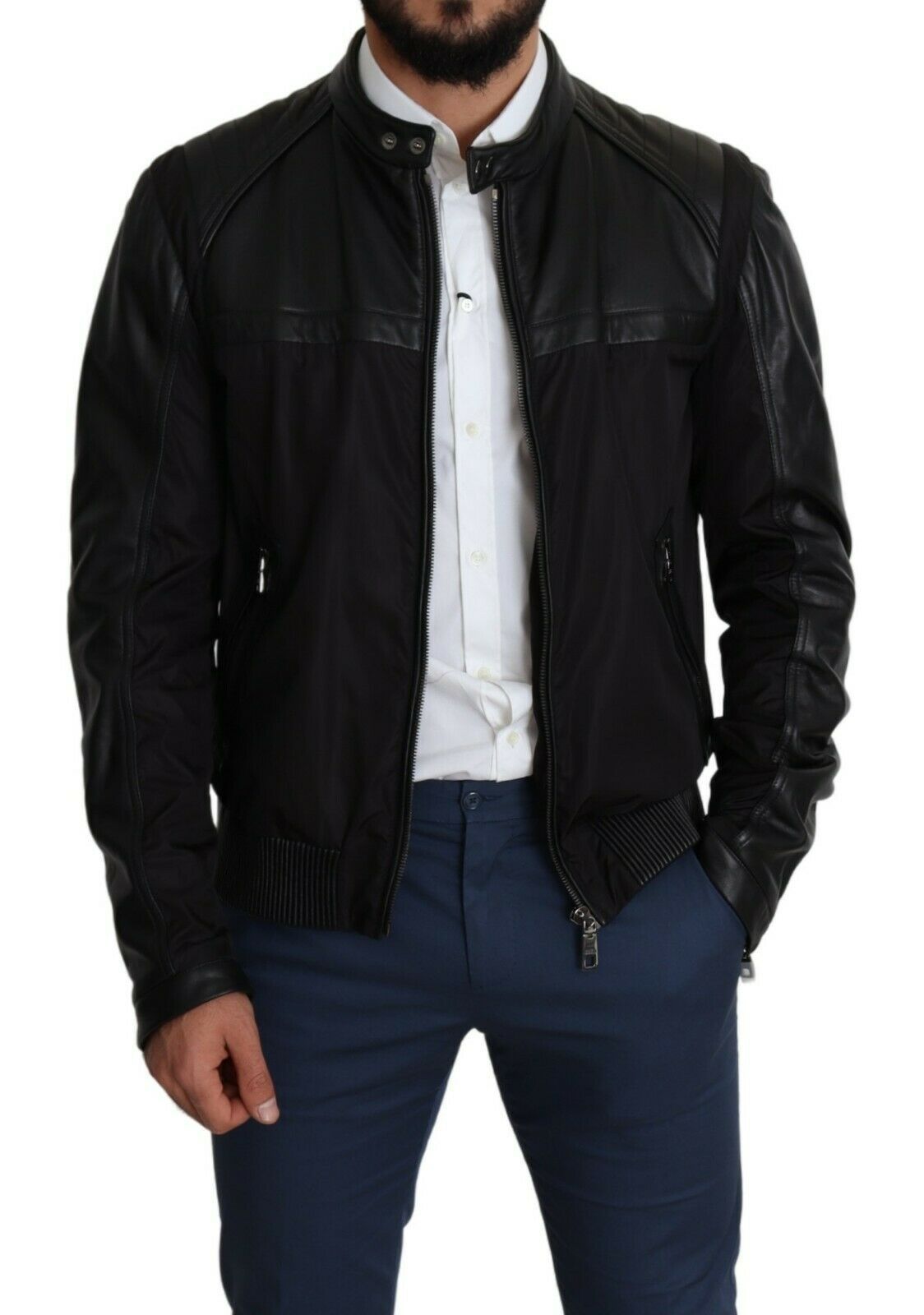 Dolce &amp; Gabbana Black Nylon Full Zip Men's Bomber Coat Jacket