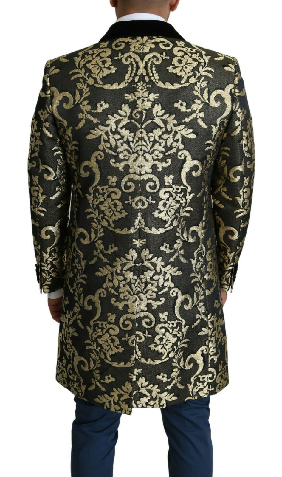 Dolce & Gabbana Schwarzer Gold-Jacquard-Mantel SICILIA Jacke