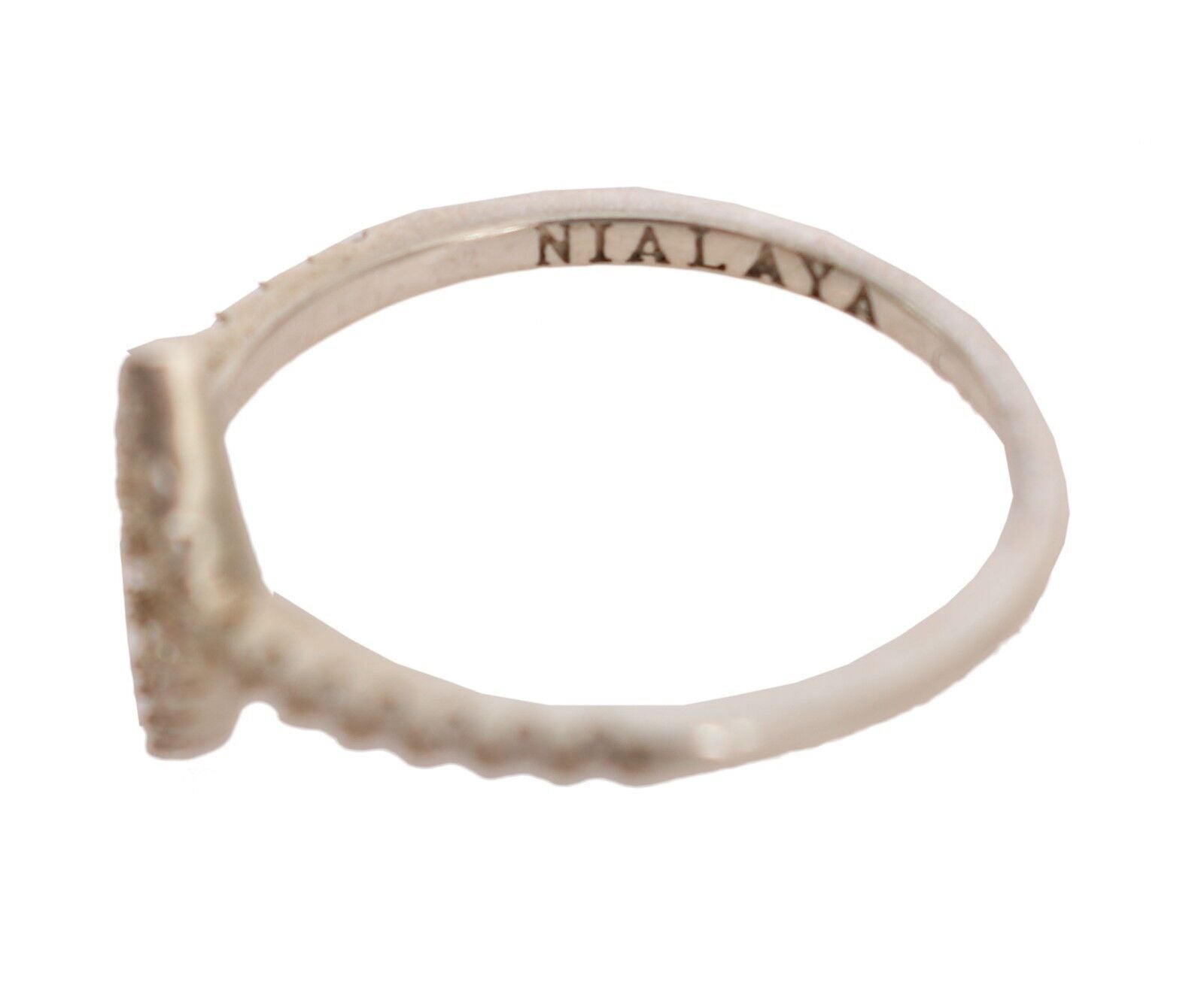 Nialaya Silver Rhombus Women Clear CZ 925 Silver Ring