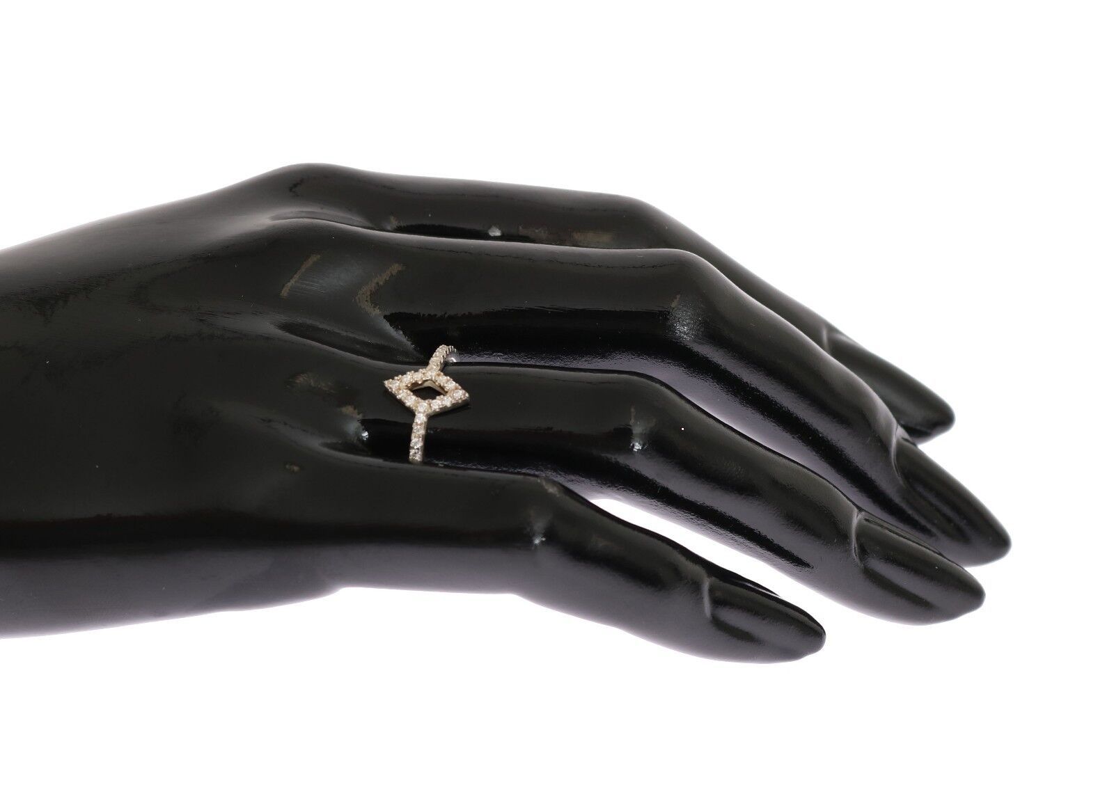 Nialaya Silver Rhombus Women Clear CZ 925 Silver Ring