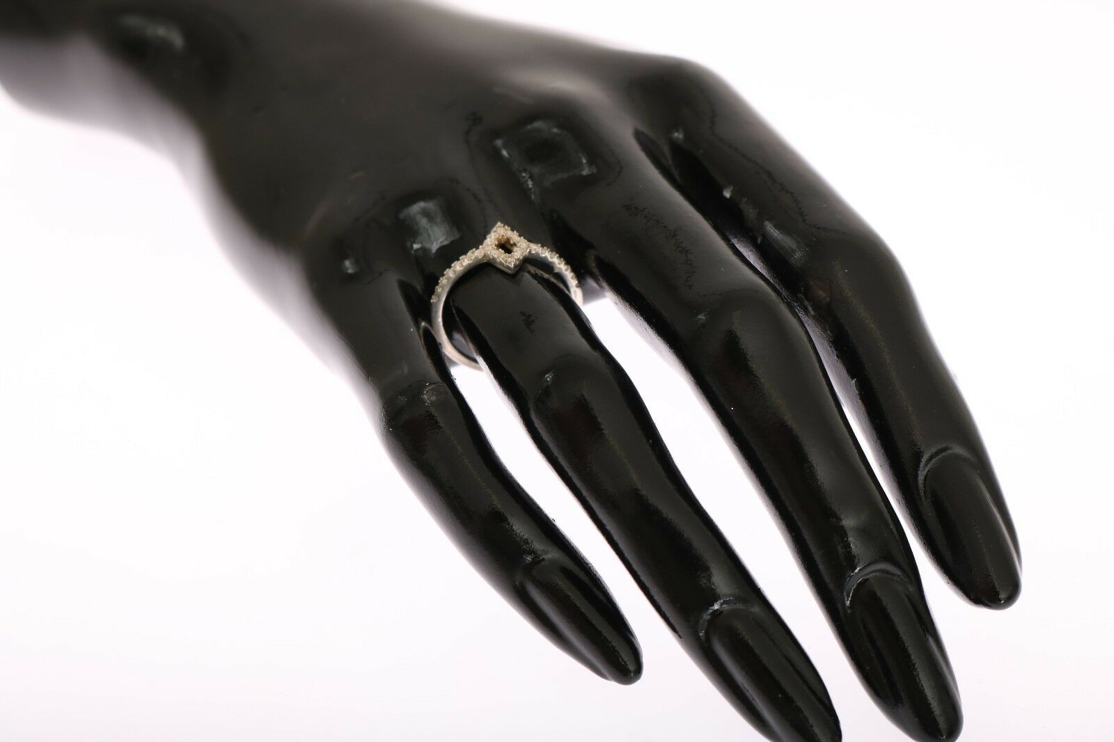 Nialaya Silver Rhombus Women Clear CZ 925 Silver Ring