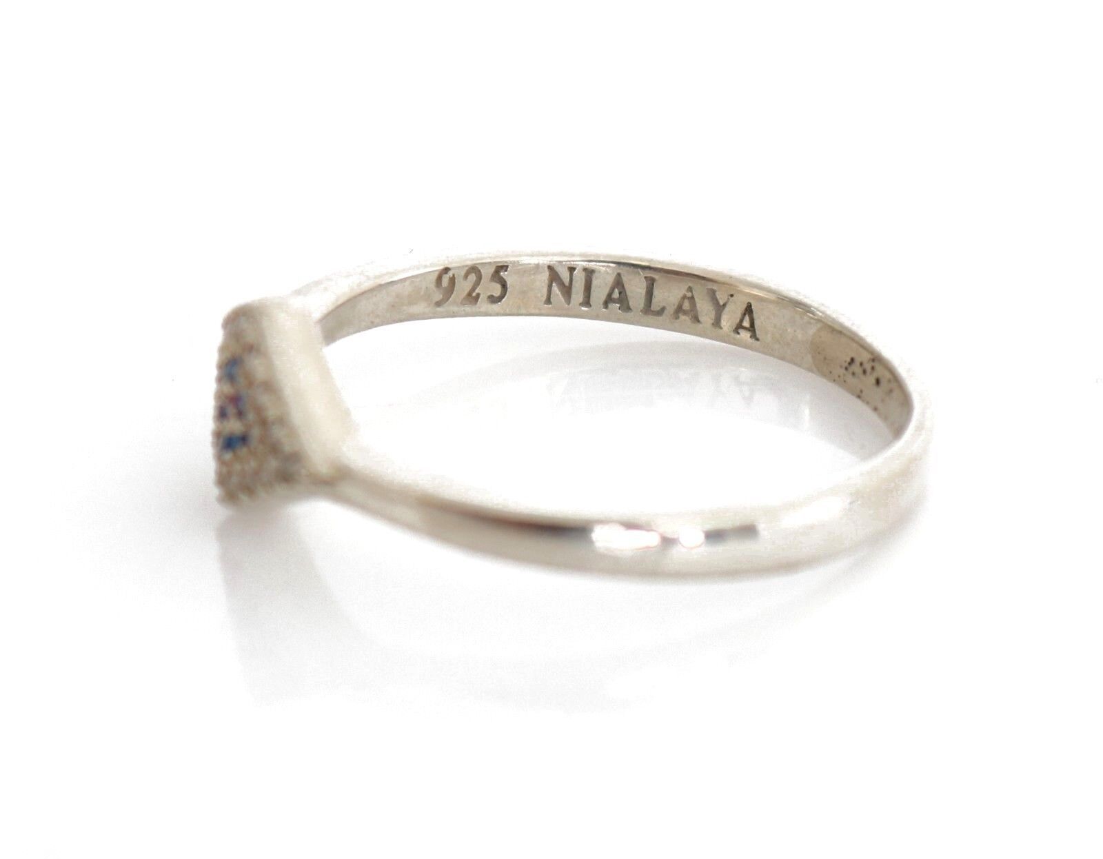 Nialaya Blue Red CZ 925 Silver Women's Clear Ring
