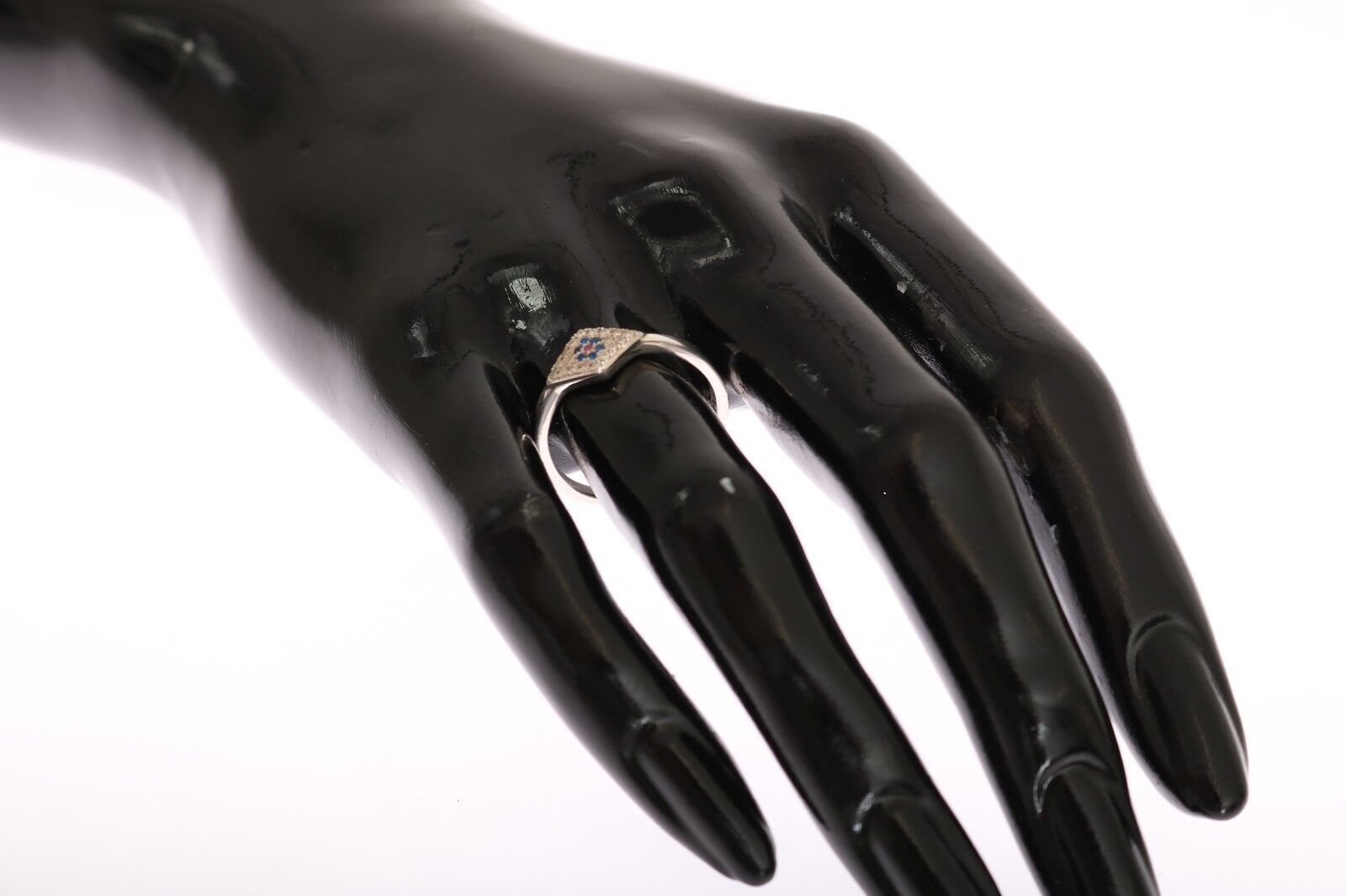 Nialaya Blue Red CZ 925 Silver Women's Clear Ring