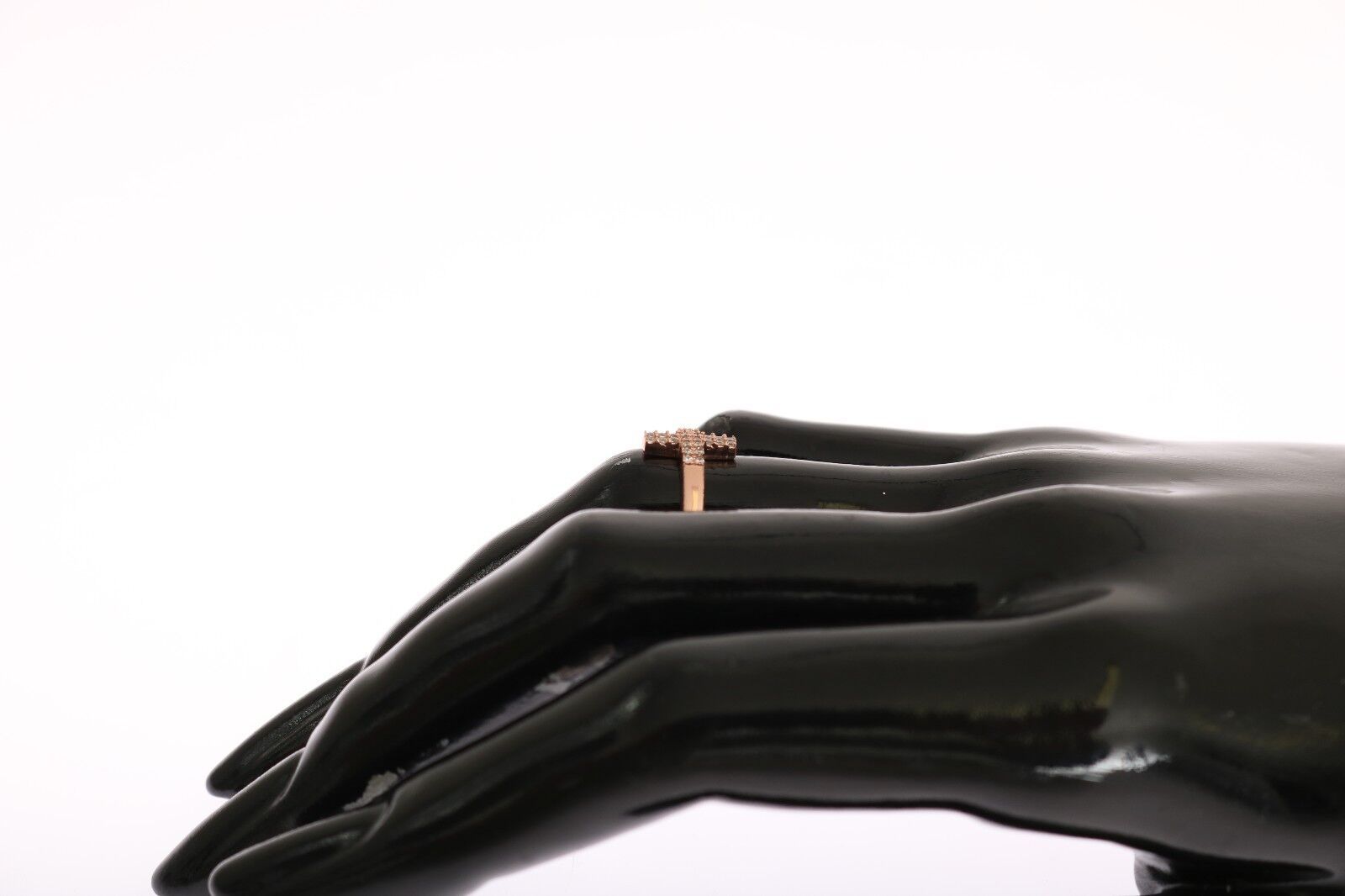 Nialaya Pink Gold 925 Silver Women's Cross CZ Ring