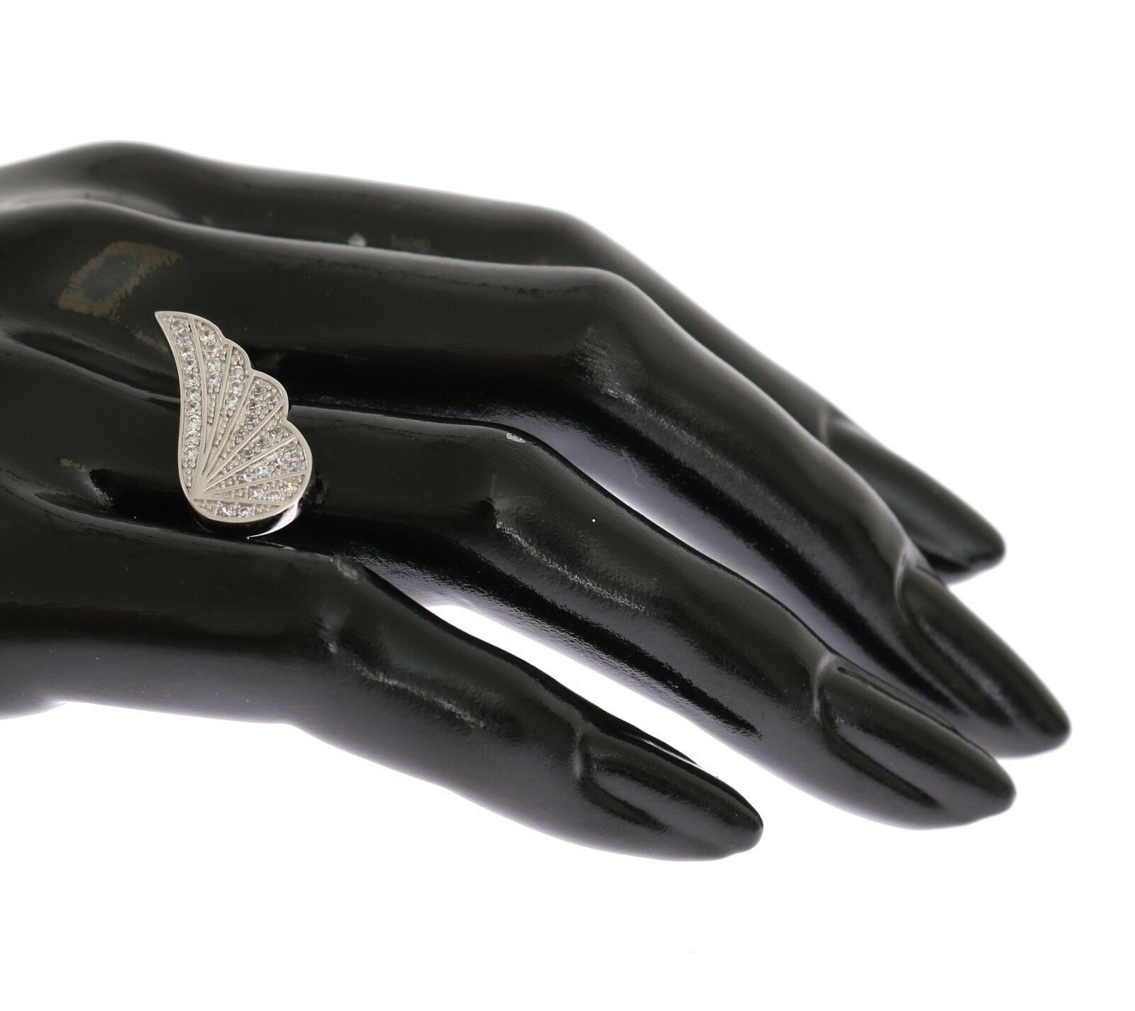 Nialaya Silver Women's Wings Clear CZ 925 Silver Ring