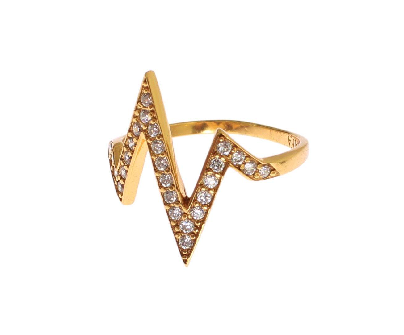 Nialaya Gold 925 Silver Women Clear CZ 18K Ring