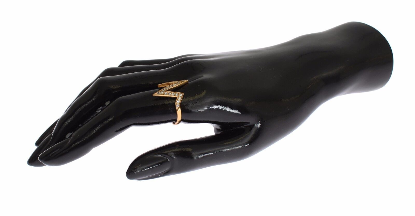 Nialaya Gold 925 Silver Women Clear CZ 18K Ring