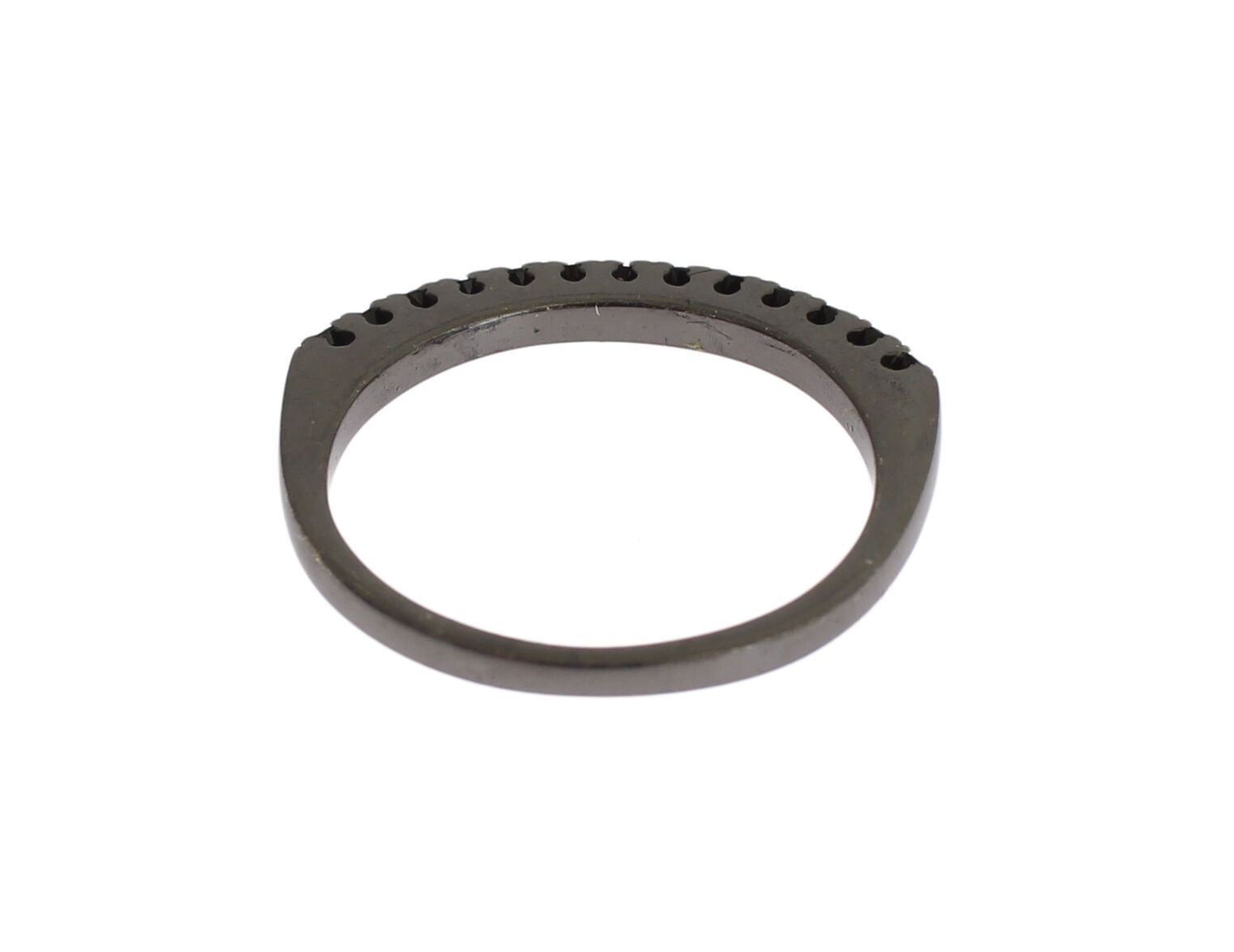 Nialaya Black CZ Rhodium 925 Silver Women's Ring