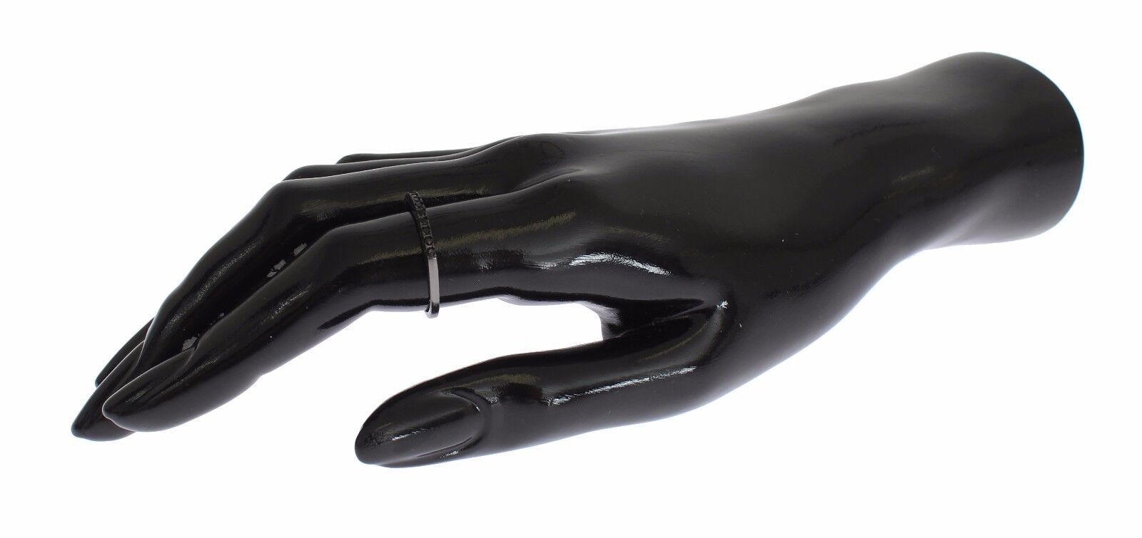 Nialaya Black CZ Rhodium 925 Silver Women's Ring