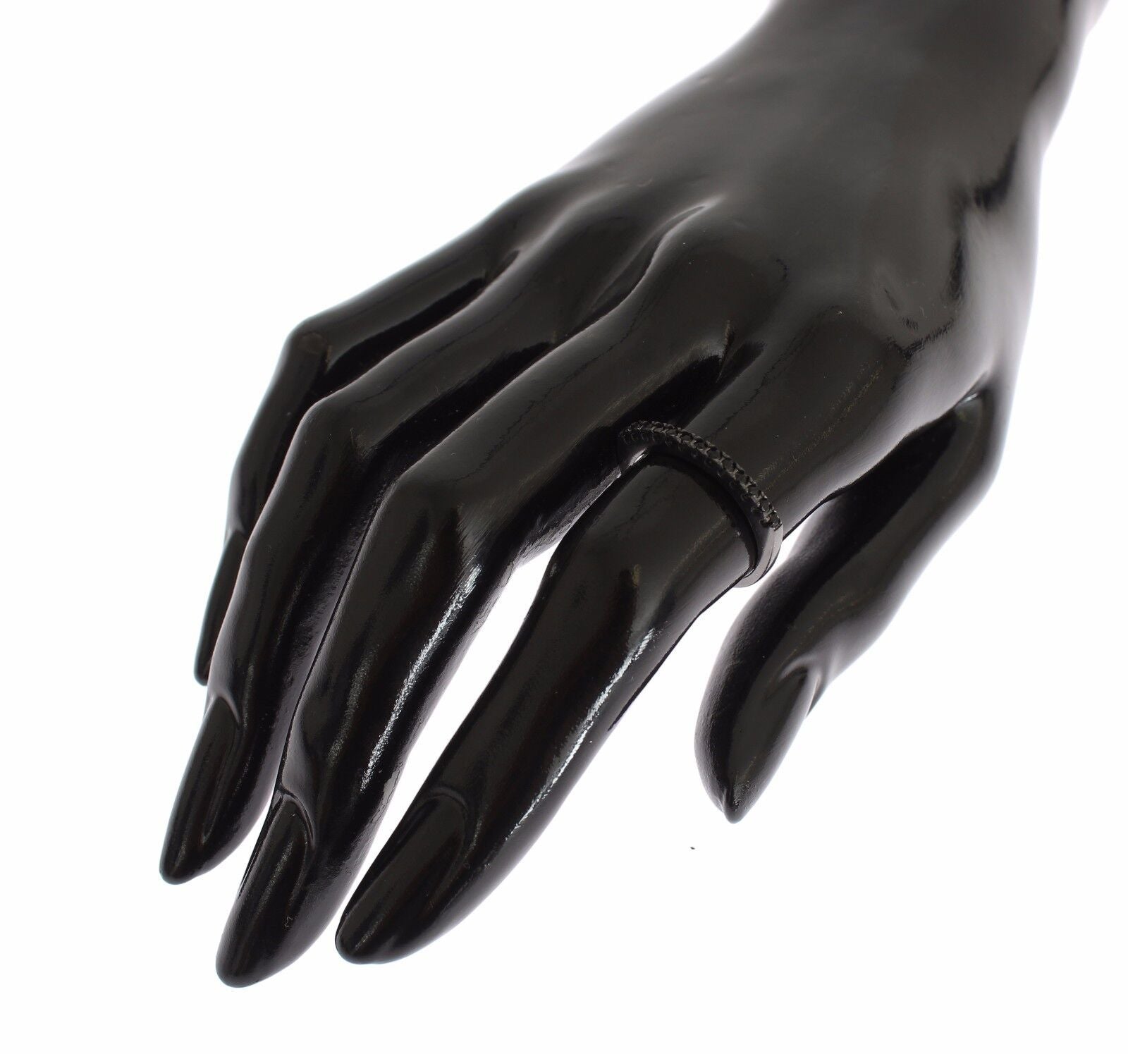 Nialaya Black CZ Rhodium 925 Silver Women's Ring