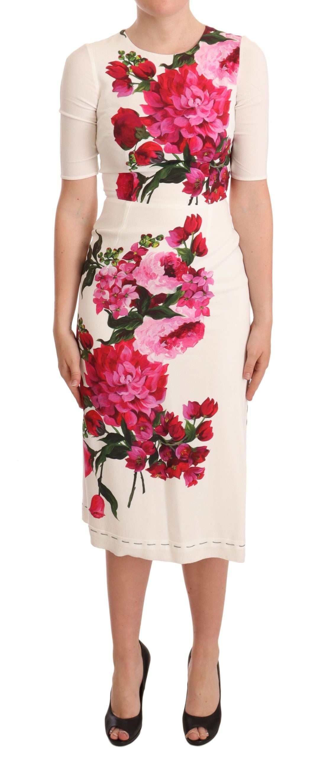Dolce &amp; Gabbana Elegant floral midi bodycon dress