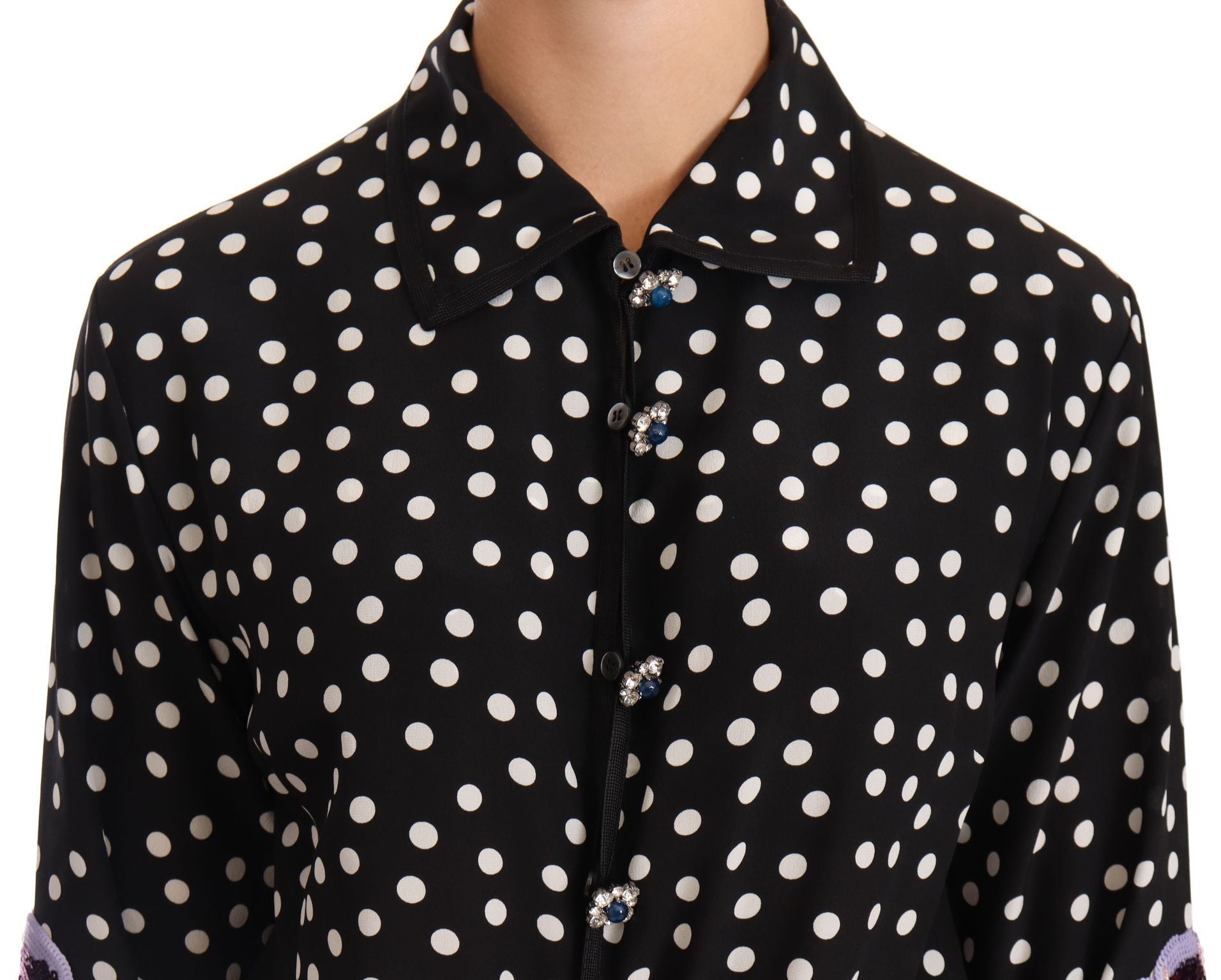 Dolce & Gabbana Schwarz-Weißes Kristall-Paillettenkleid mit Blumenmuster