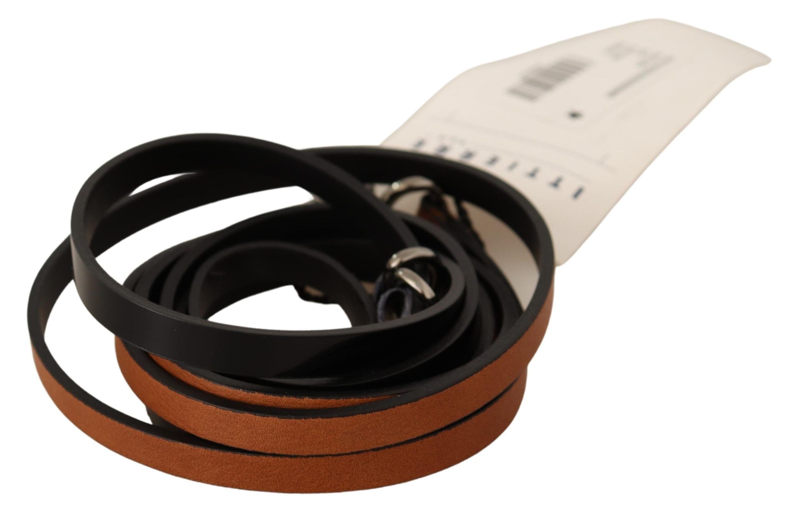 Costume National brown leather belt with silver buckle