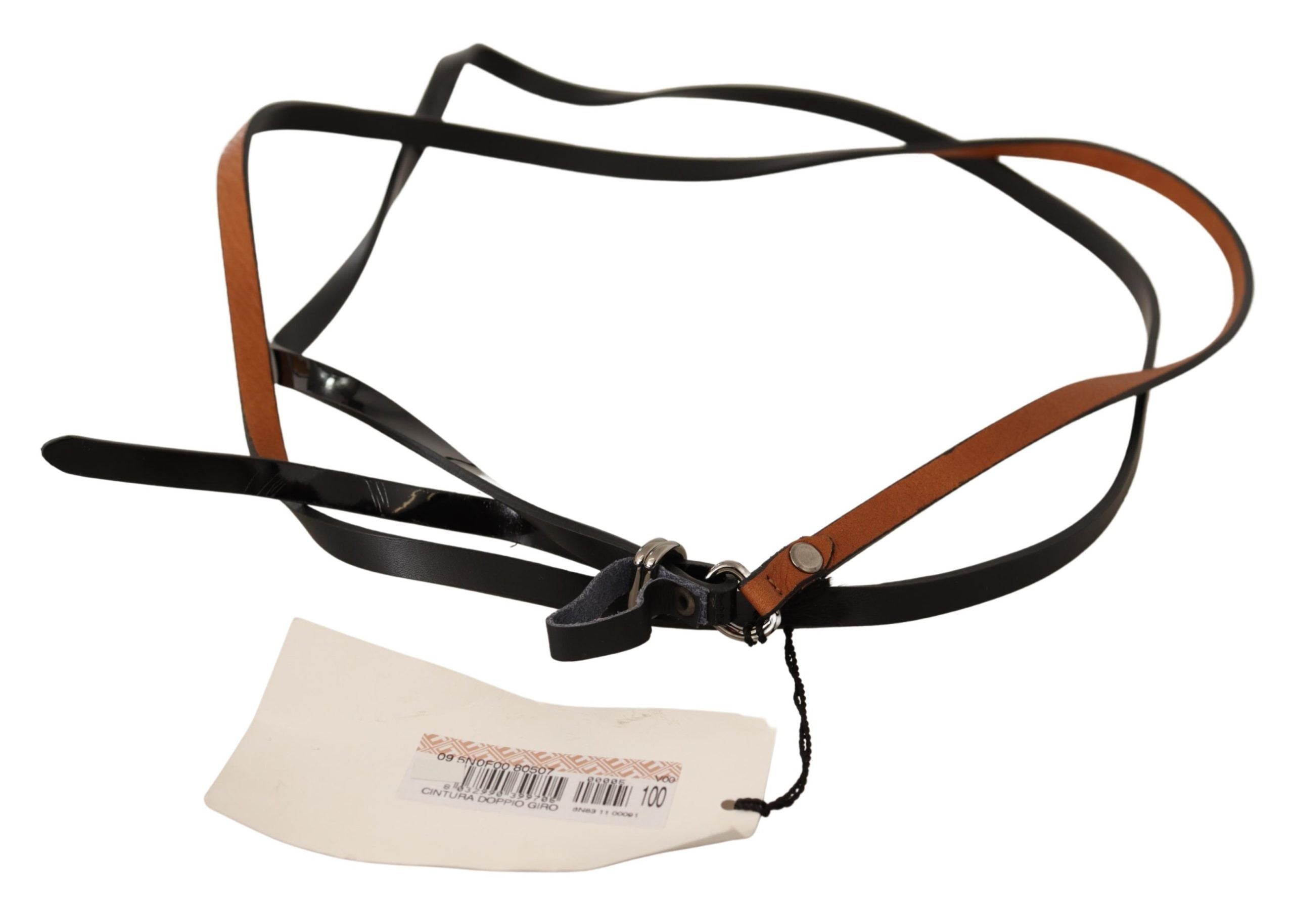 Costume National brown leather belt with silver buckle