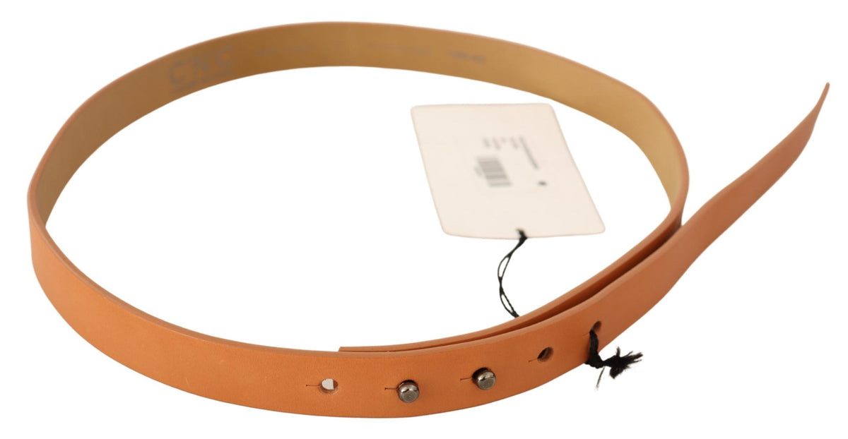 Costume National orange leather belt with silver buckle