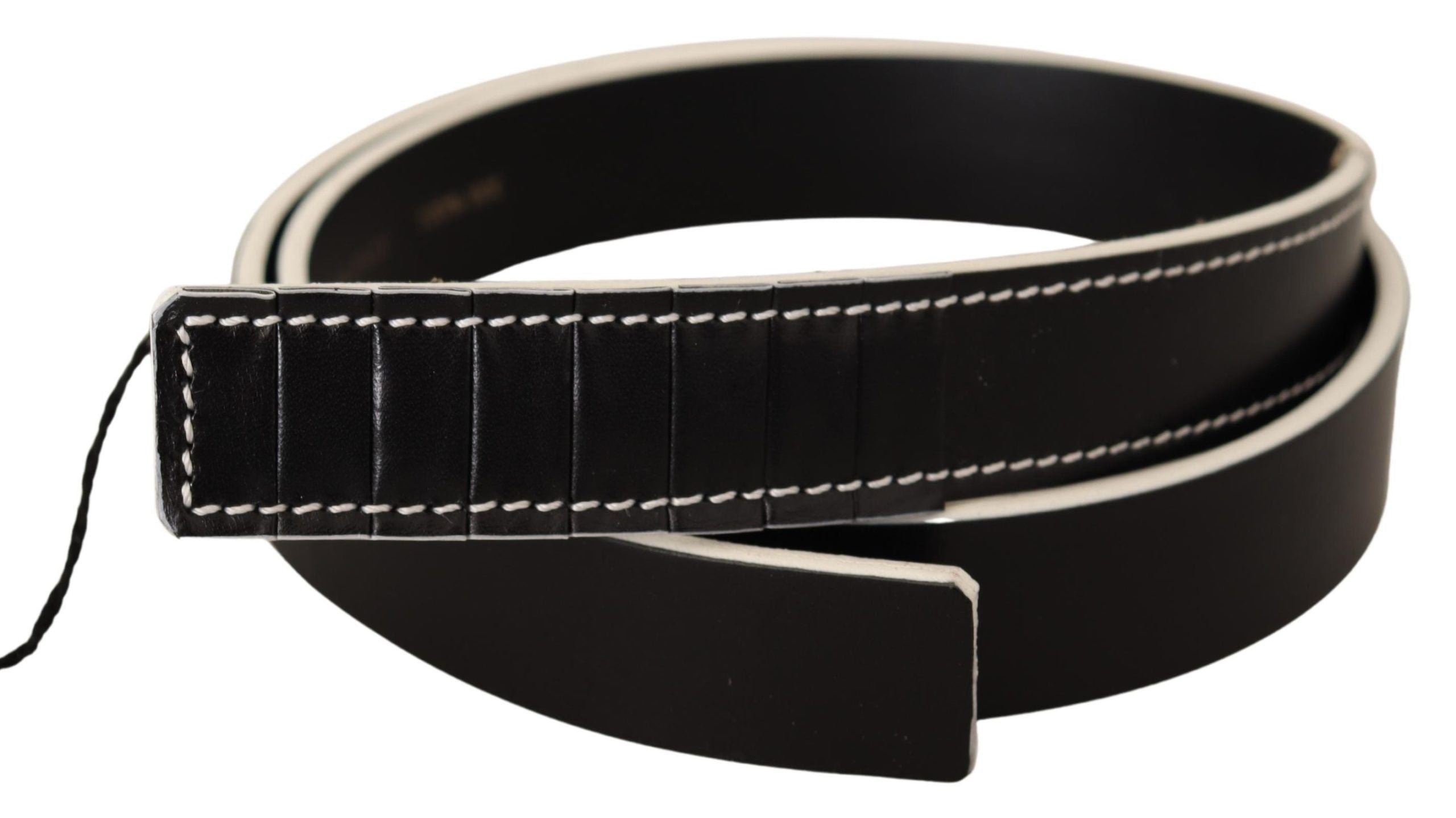 Costume National Black and white leather waist belt