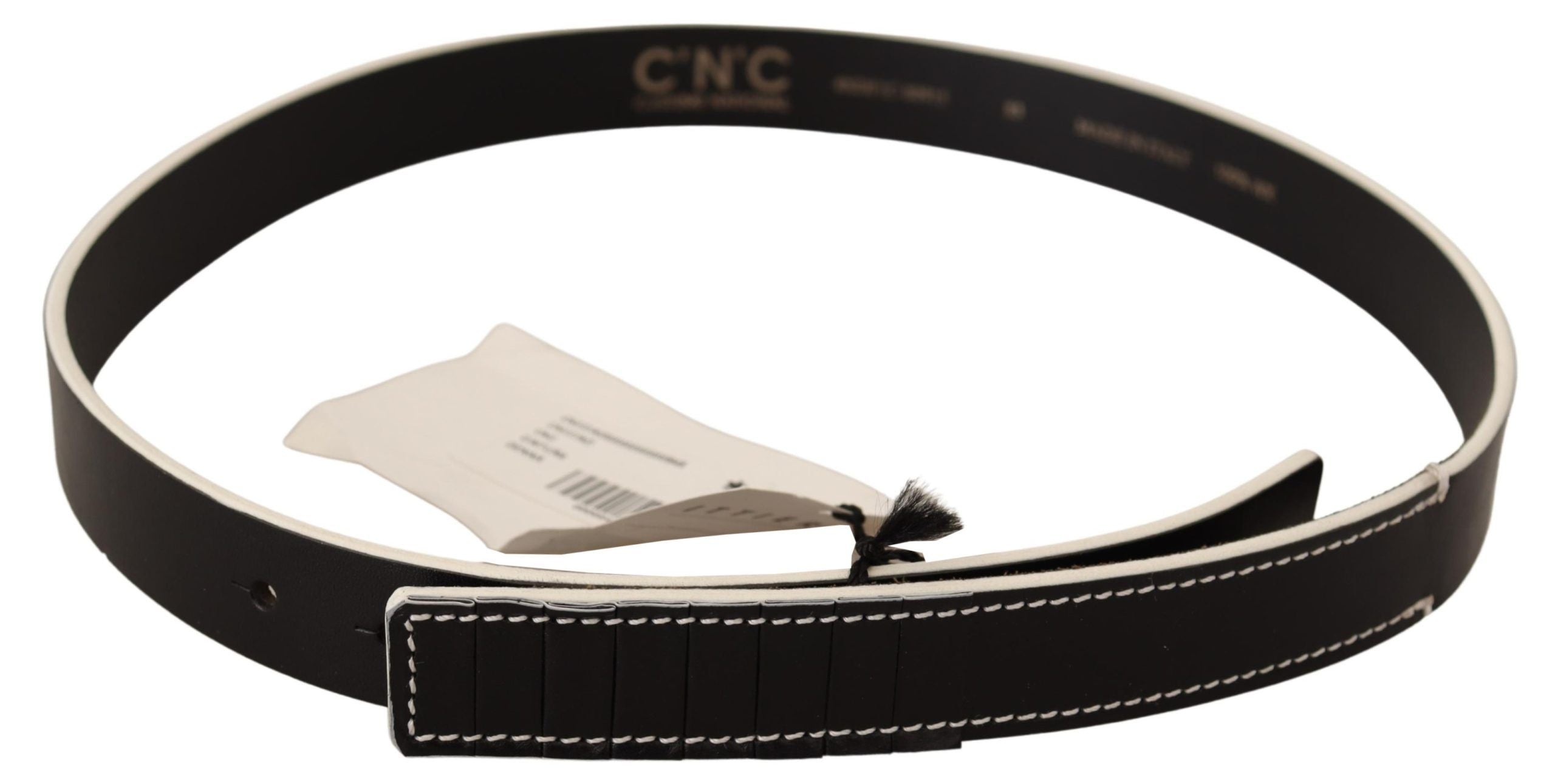 Costume National Black and white leather waist belt