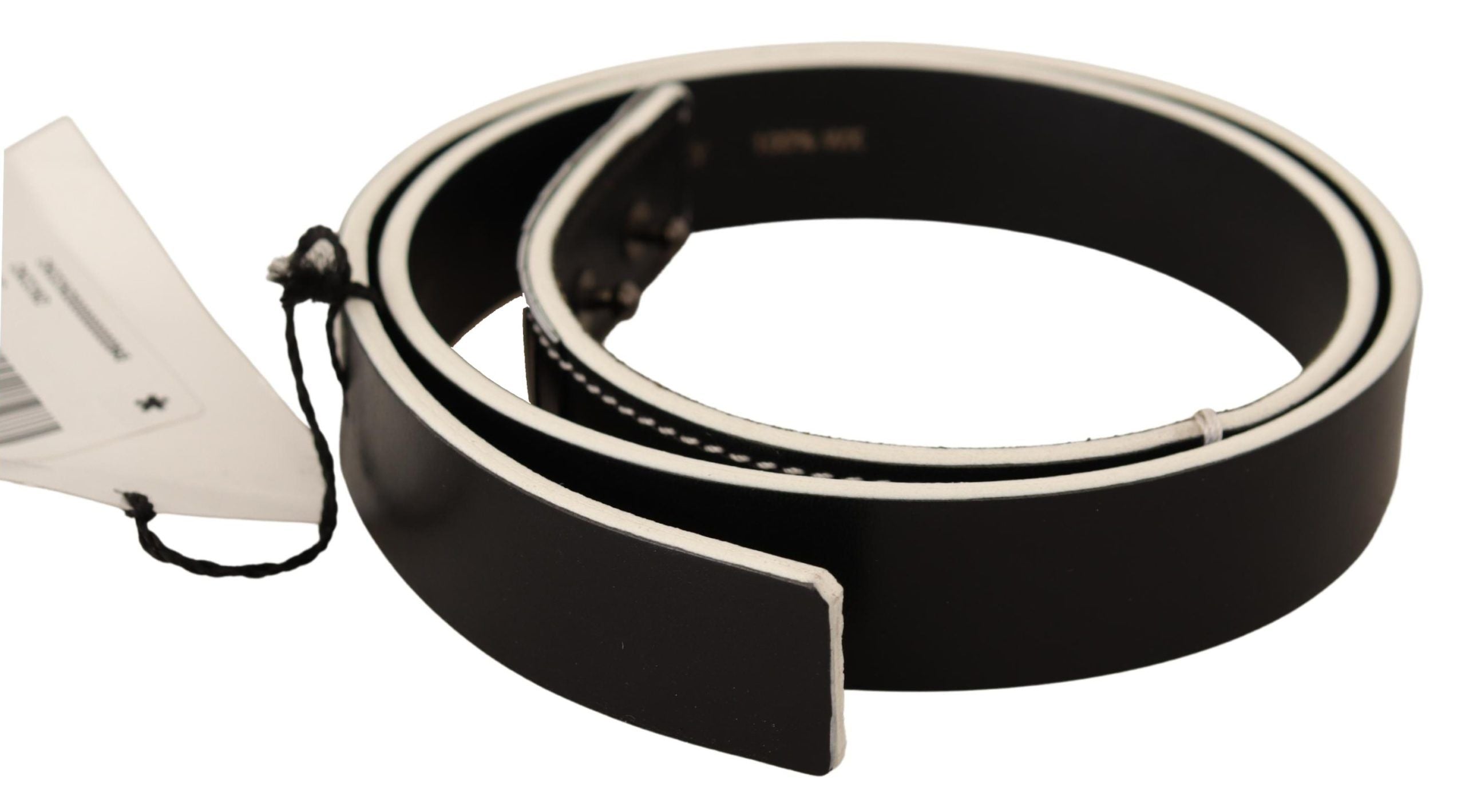 Costume National Black and white leather waist belt