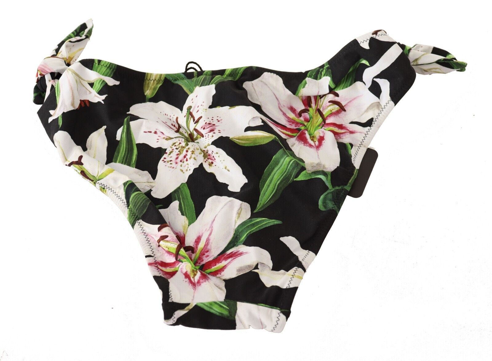 Dolce &amp; Gabbana Bikini Bottom Black Lily Print Swimsuit Swimwear