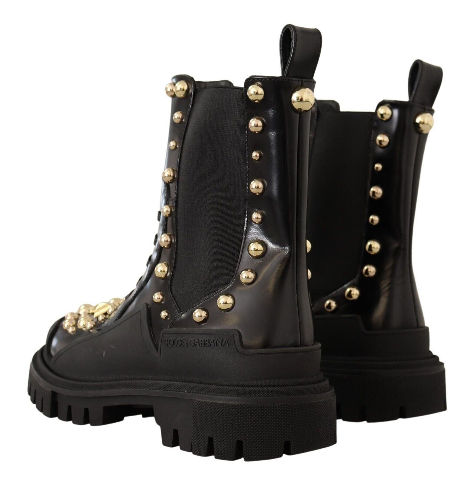Dolce & Gabbana Schwarze Nietenstiefel aus Leder