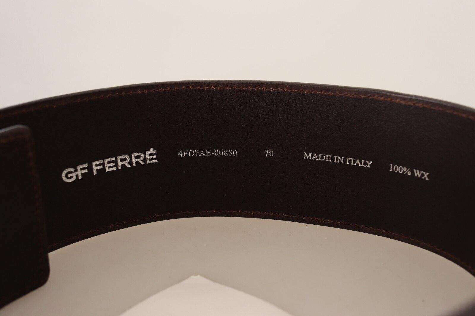 GF Ferre brown genuine leather belt with wide logo buckle