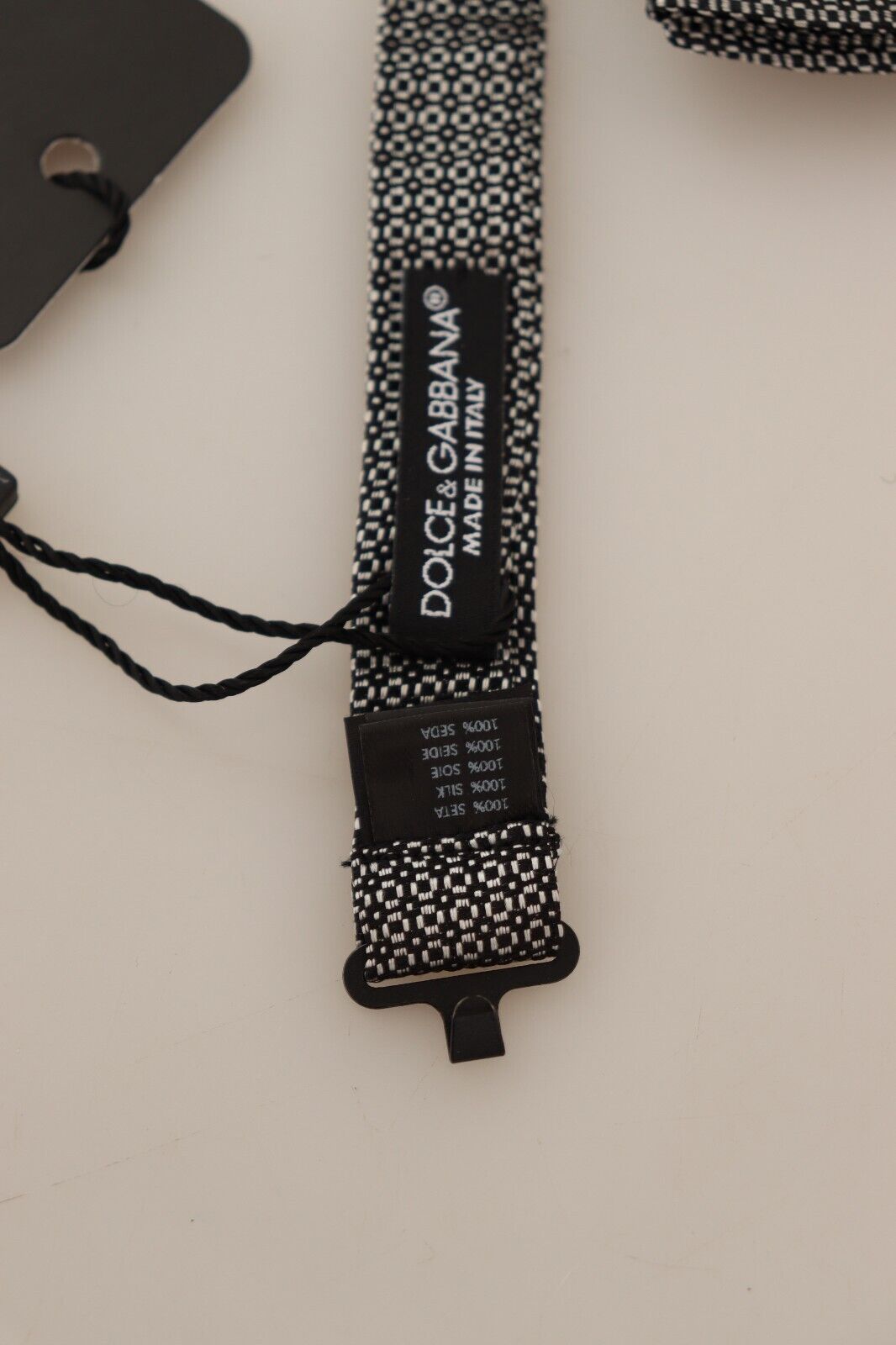 Dolce &amp; Gabbana multi-coloured patterned adjustable papillon bow tie at the neck