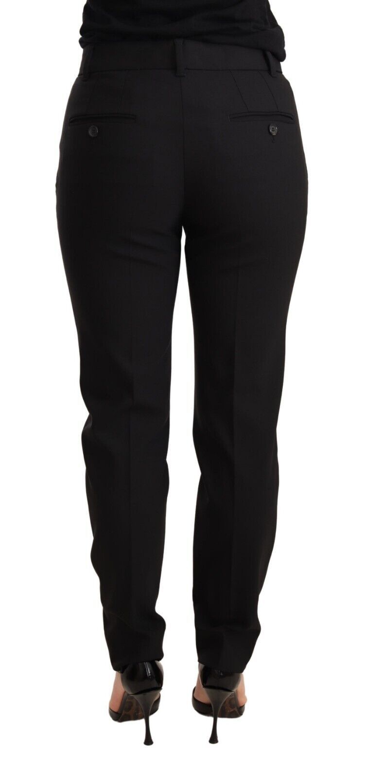 Dolce &amp; Gabbana Black tapered virgin wool women's trousers