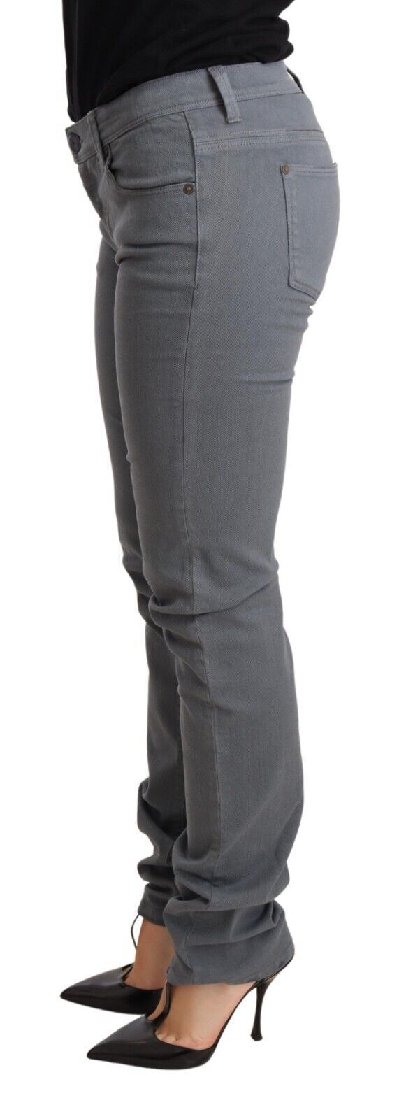Ermanno Scervino Grey Skinny Slim Trouser Cotton Jeans with Low Waist